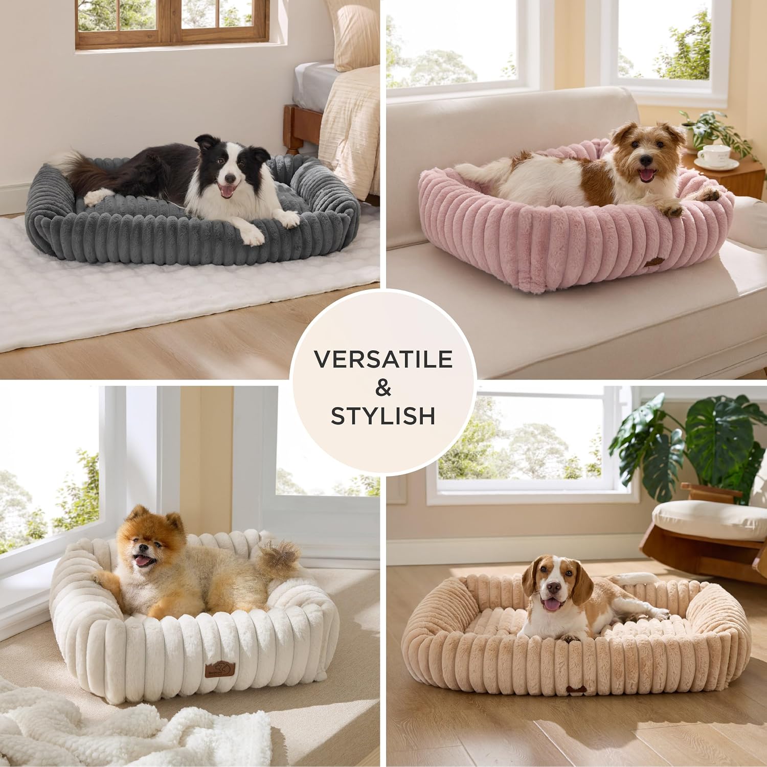 Thumbnail 6 de Bedsure ComfyFleece® 36-Inch Dog Bed, Cream, Washable Cover, Non-Slip Base