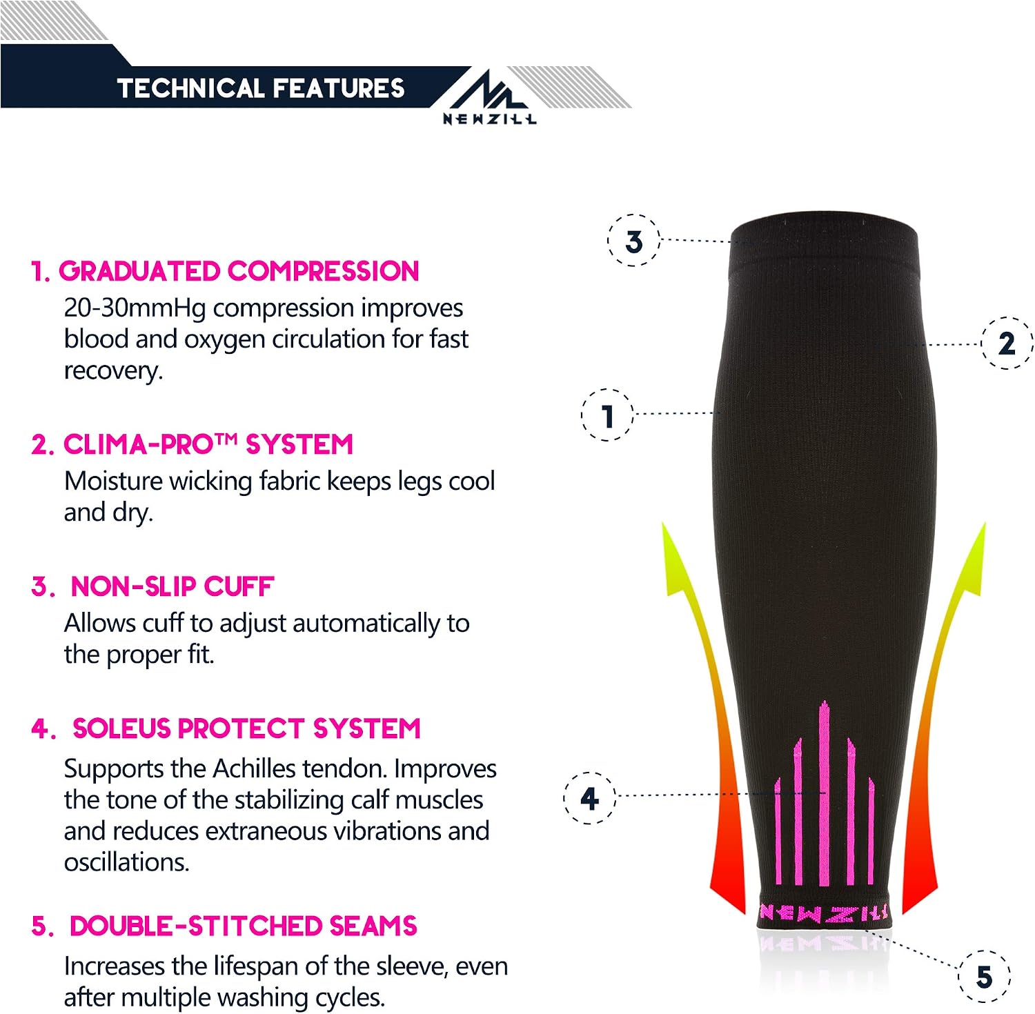 Thumbnail 3 de NEWZILL Power Calf Sleeve Compression Sleeves, 20–30 mmHg for Running and Travel