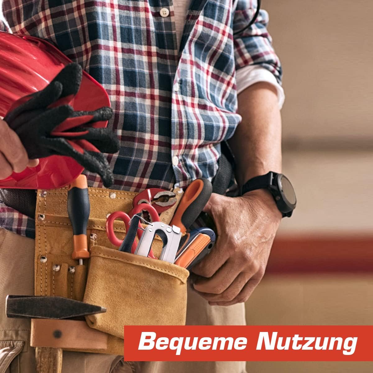 Detalle de NEU MASTER Handtacker Set 3-in-1 für Holz mit 2000 Klammern und Klammerentferner