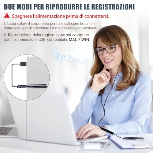 Thumbnail 6 de Penna Registratore Vocale 64GB HD by H+Y — Registrazione discreta e affidabile per conferenze e interviste