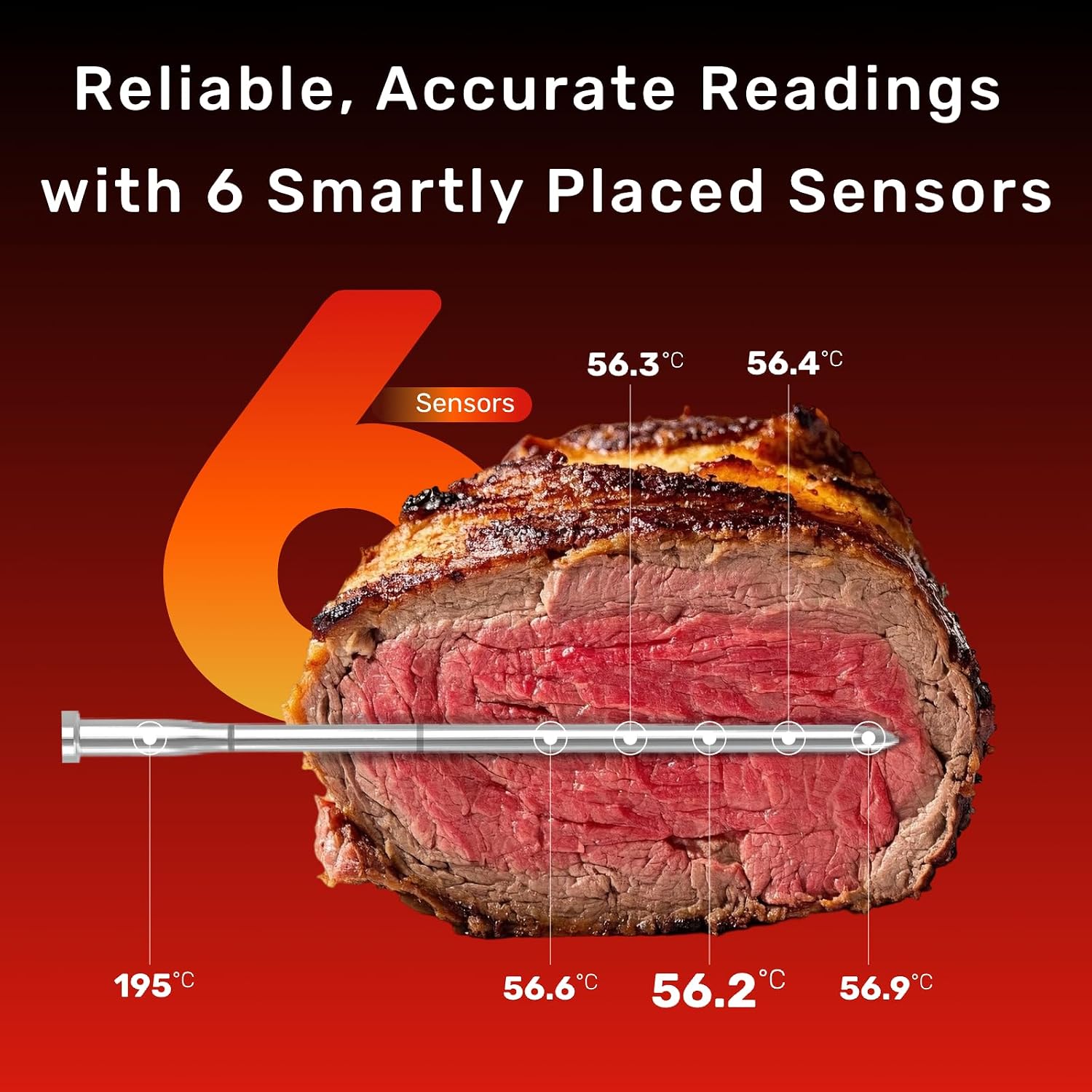 Detalle 2 de Meatmeet S Pro Bluetooth meat thermometer 6-sensor