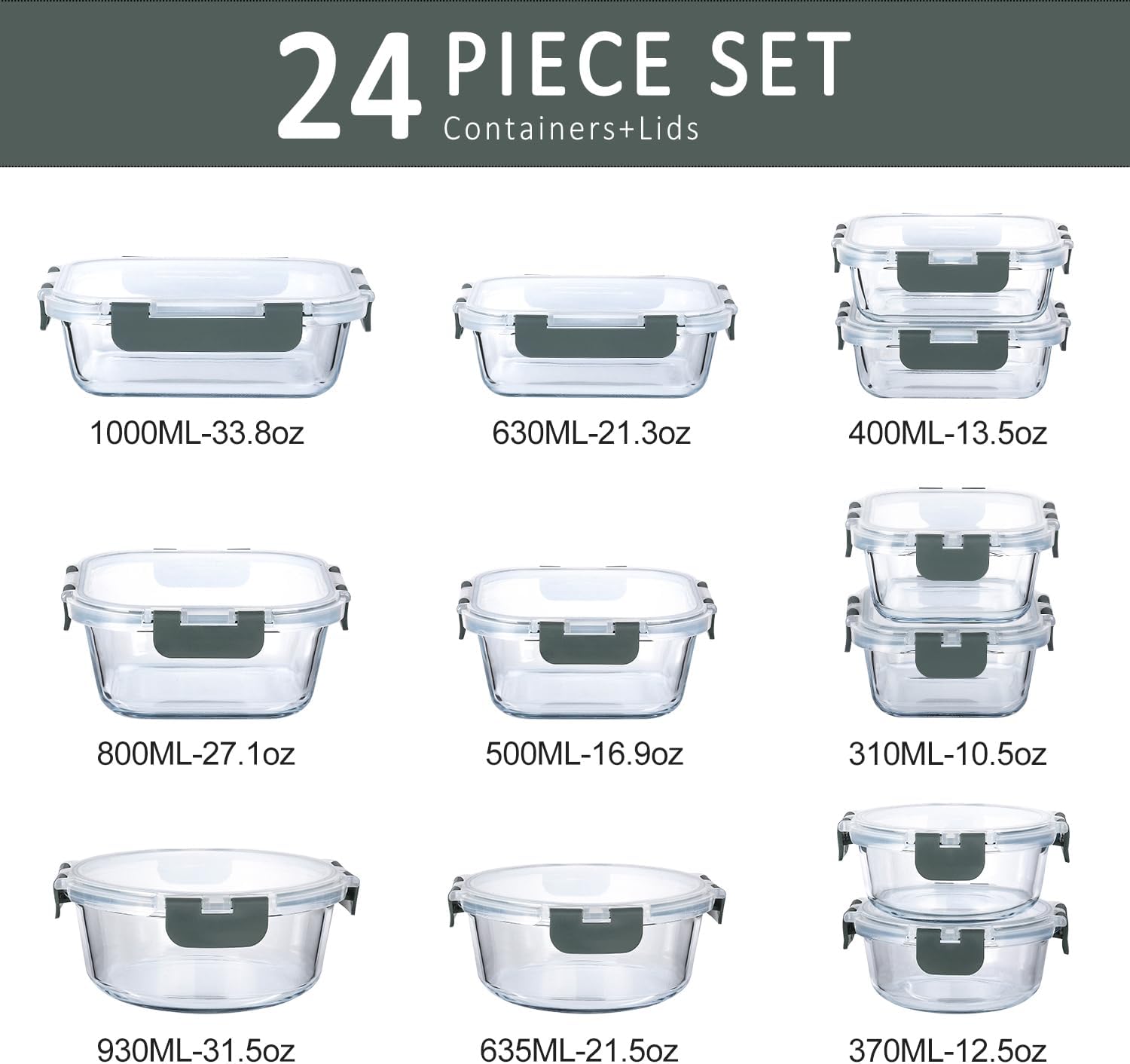Thumbnail 1 de M MCIRCO 24-Piece Glass Food Storage Containers 🍱