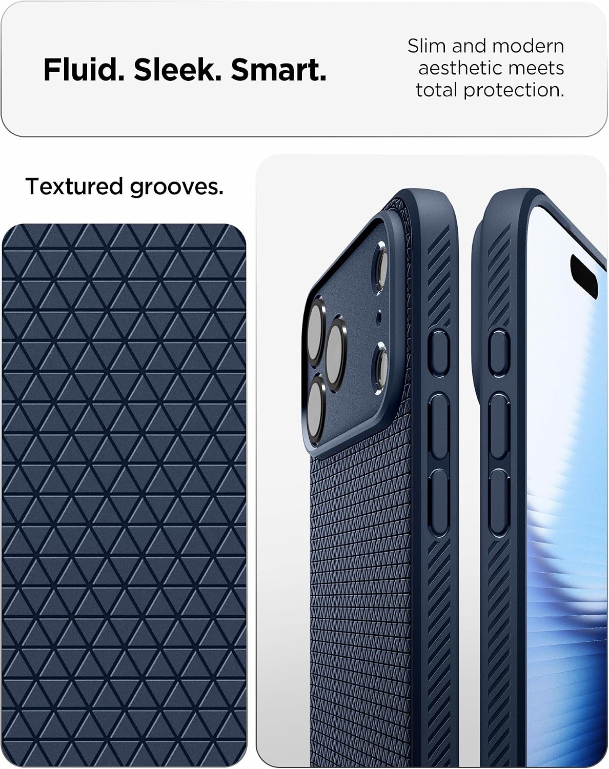 Detalle de Spigen Liquid Air pour iPhone 17 Pro (édition 2025) – Coque flexible anti-chocs bleu marine