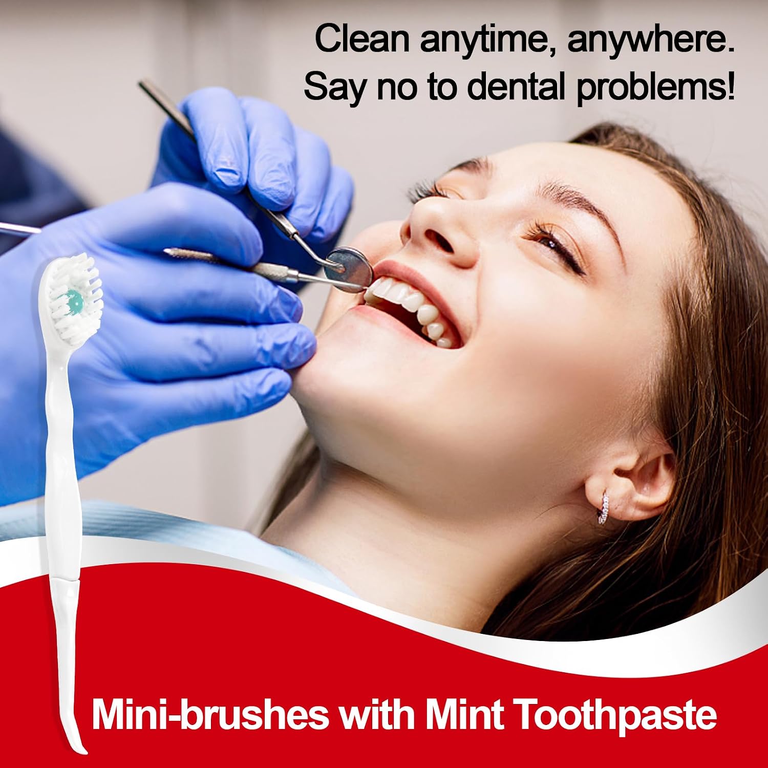 Detalle de Malisseladi Mini Disposable Toothbrushes with Toothpaste & Toothpick — Mint, 20pcs