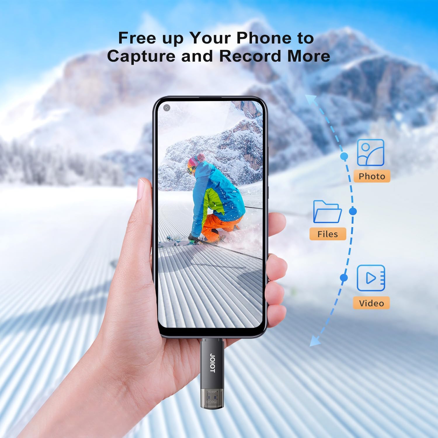 Detalle de JOIOT 256GB Dual-Interface USB-A & USB-C 3.0 Memory Stick