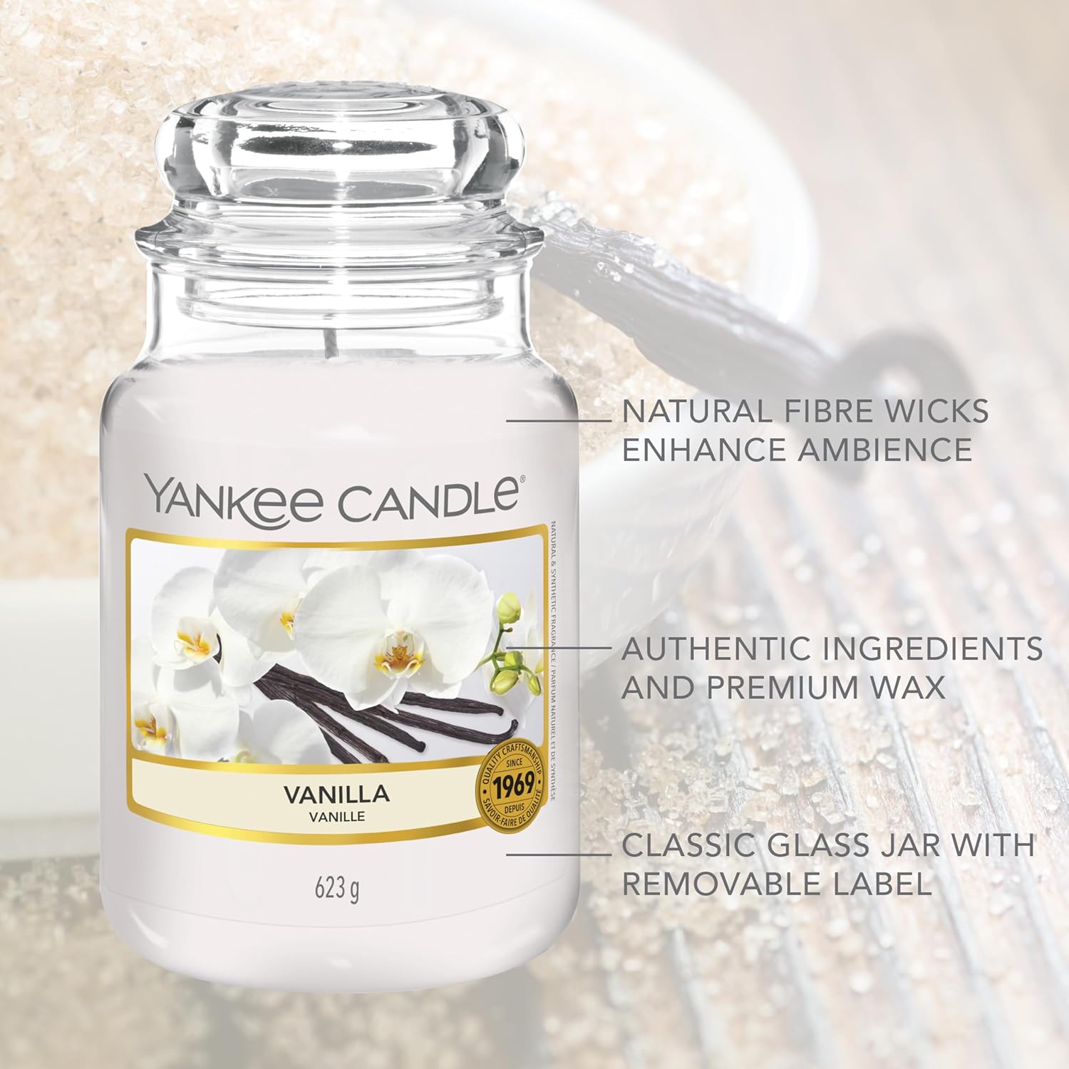Detalle 2 de Yankee Candle Vanilla Large Jar 150 hrs 🕯