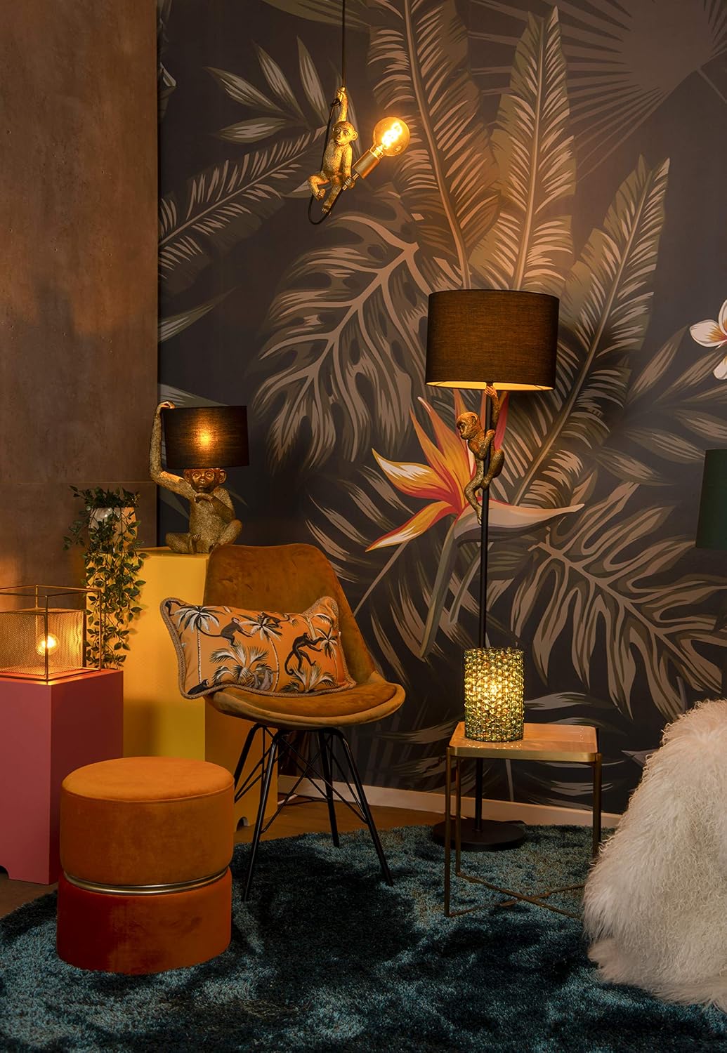 Detalle de Lucide EXTRAVAGANZA CHIMP – lampa wisząca Ø 18 cm, 1 × E27, czarna
