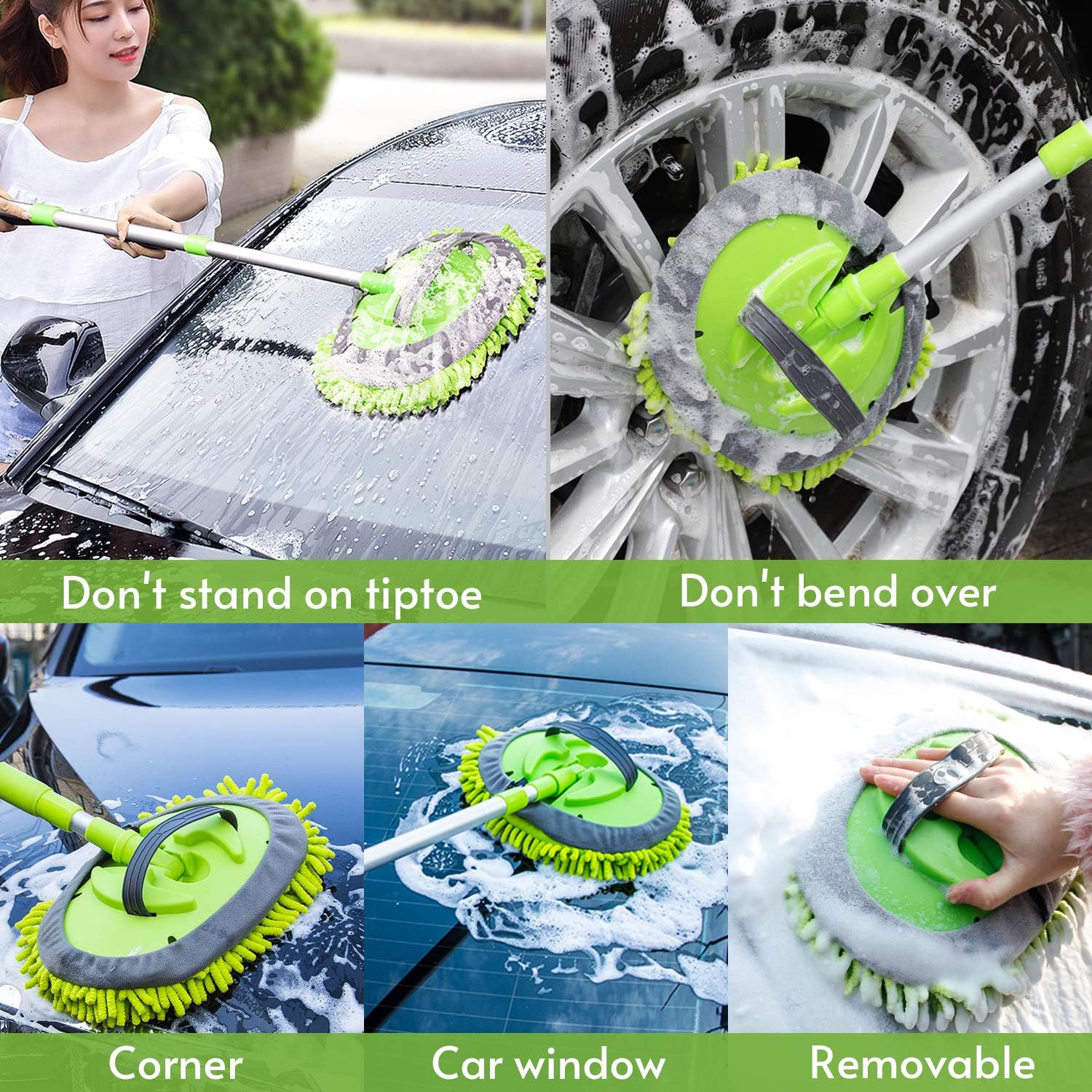 Thumbnail 6 de Car Cleaning Brush with 21-44" Extendable Pole and Detachable Mop Heads