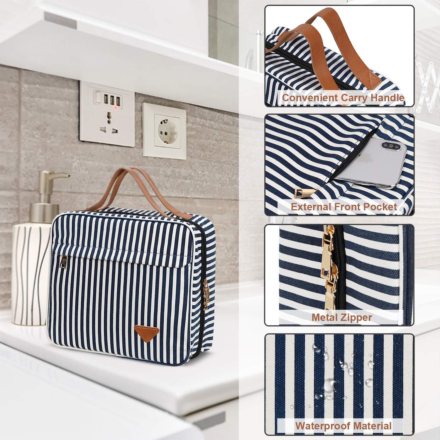 Thumbnail 4 de Wash Bags, Toiletry Bag with Hanging Hook – Large Capacity Travel Cosmetic Case
