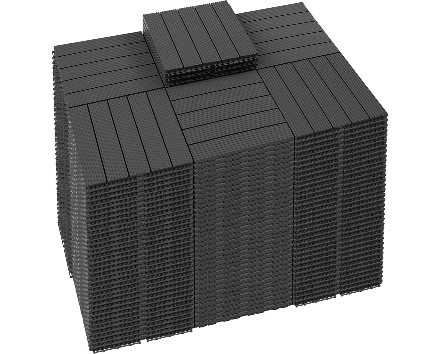 Detalle de PrimeZone 216-Piece Interlocking Patio Deck Tiles, 12 x 12-Inch Dark Gray