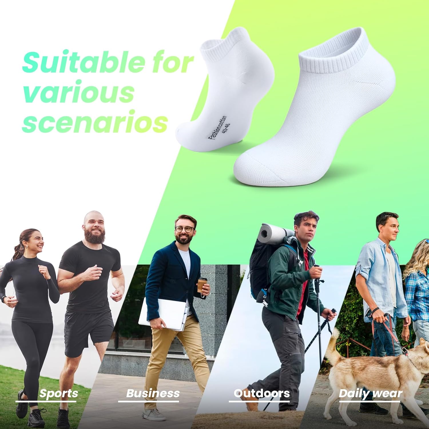 Thumbnail 6 de TIBISI Trainer Socks (pack of 10) – breathable low-cut running and gym ankle socks in white/black/grey