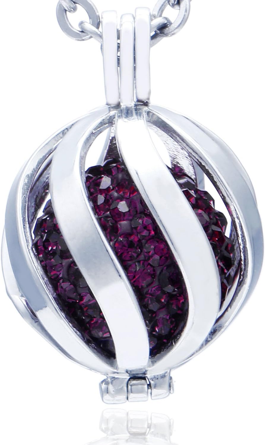 Detalle de Morella Catenina Donna Angelo Custode in Acciaio Inox 70 cm con Ciondolo Spirale e Sfera zirconi Ø 16 mm