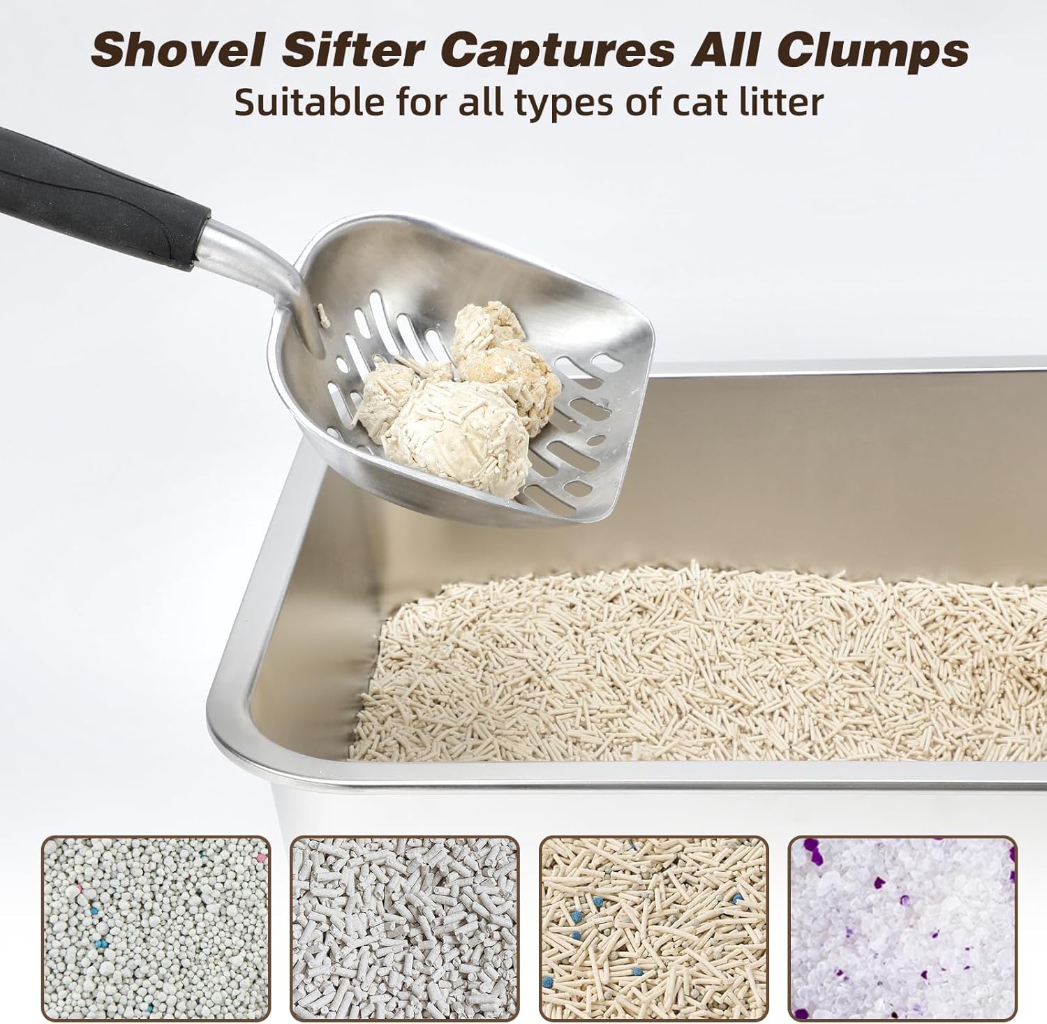Detalle 2 de Mfsdai Cat Litter Scoop with Holder and Broom 🐾