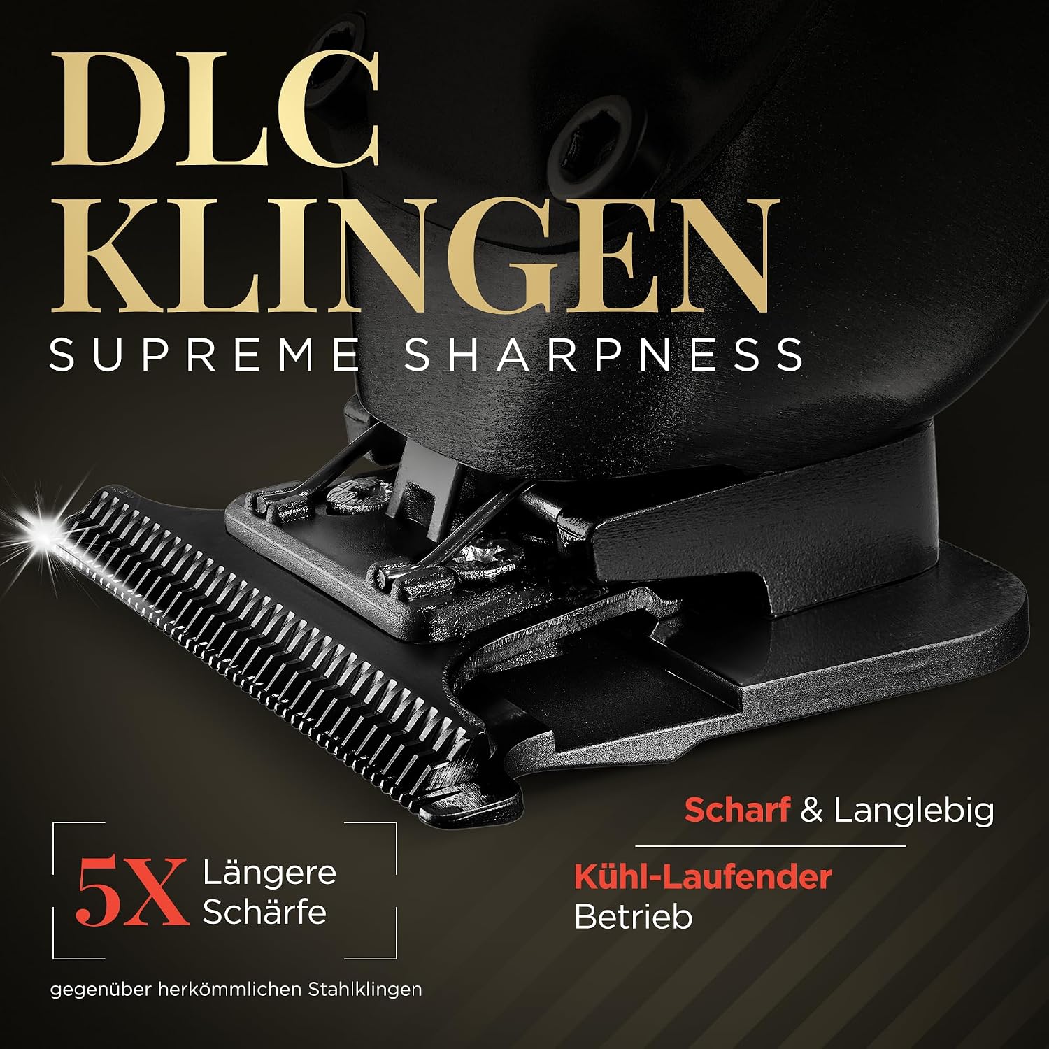 Detalle 2 de Fagaci Profi Zero Gap Haartrimmer Herren – präzise Konturen, 0 mm Schnitt, keramische/DLC-Klingen