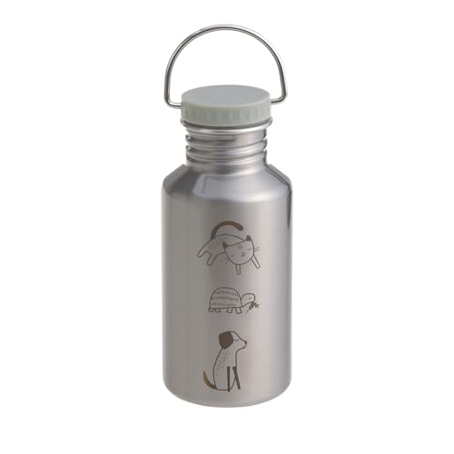 Detalle de LÄSSIG Edelstahl-Trinkflasche 500 ml Happy Prints Animals – auslaufsicher & bruchsicher