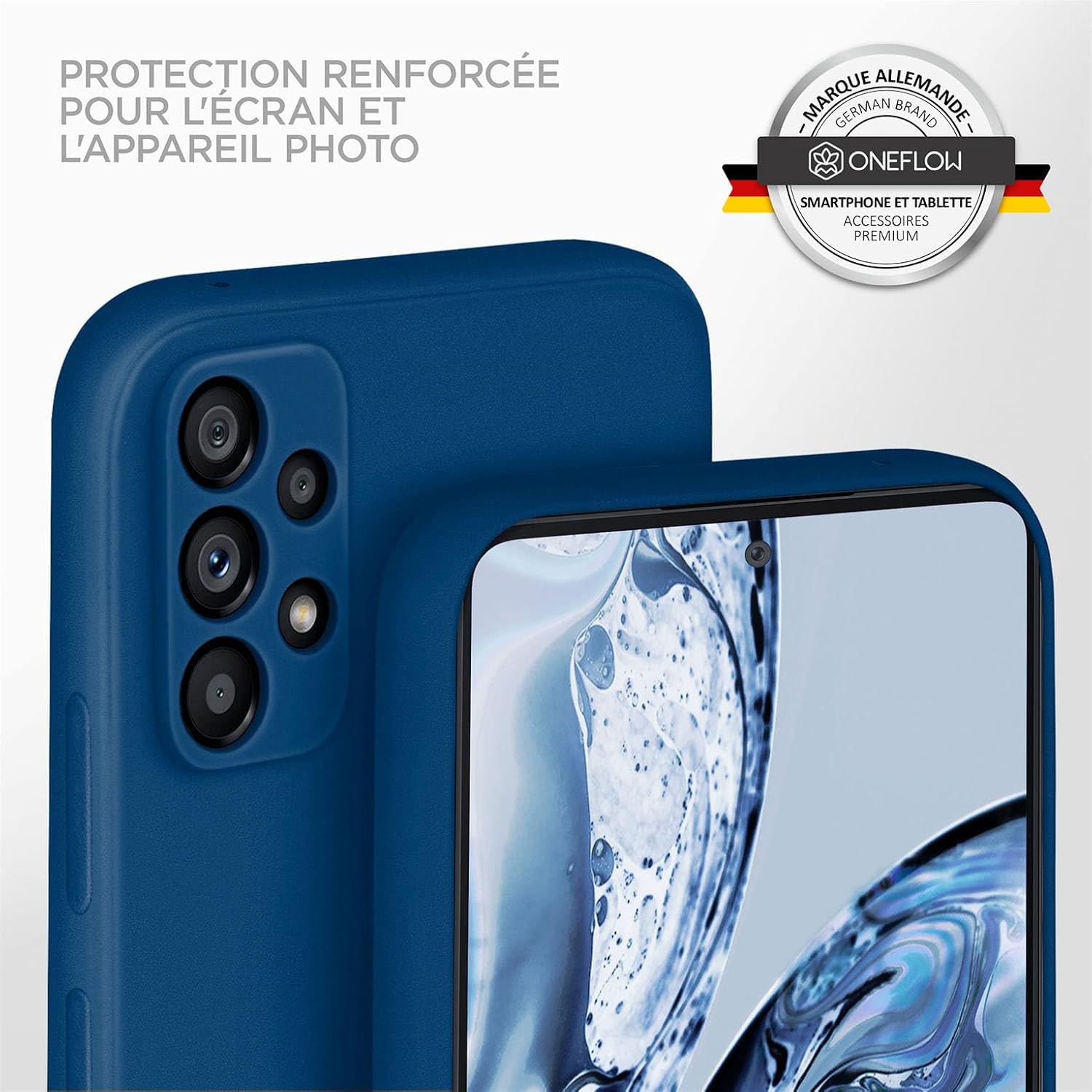 Thumbnail 3 de ONEFLOW Coque de protection souple pour Samsung Galaxy A53 5G – Silicone bleu, double couche et protection écran & appareil photo