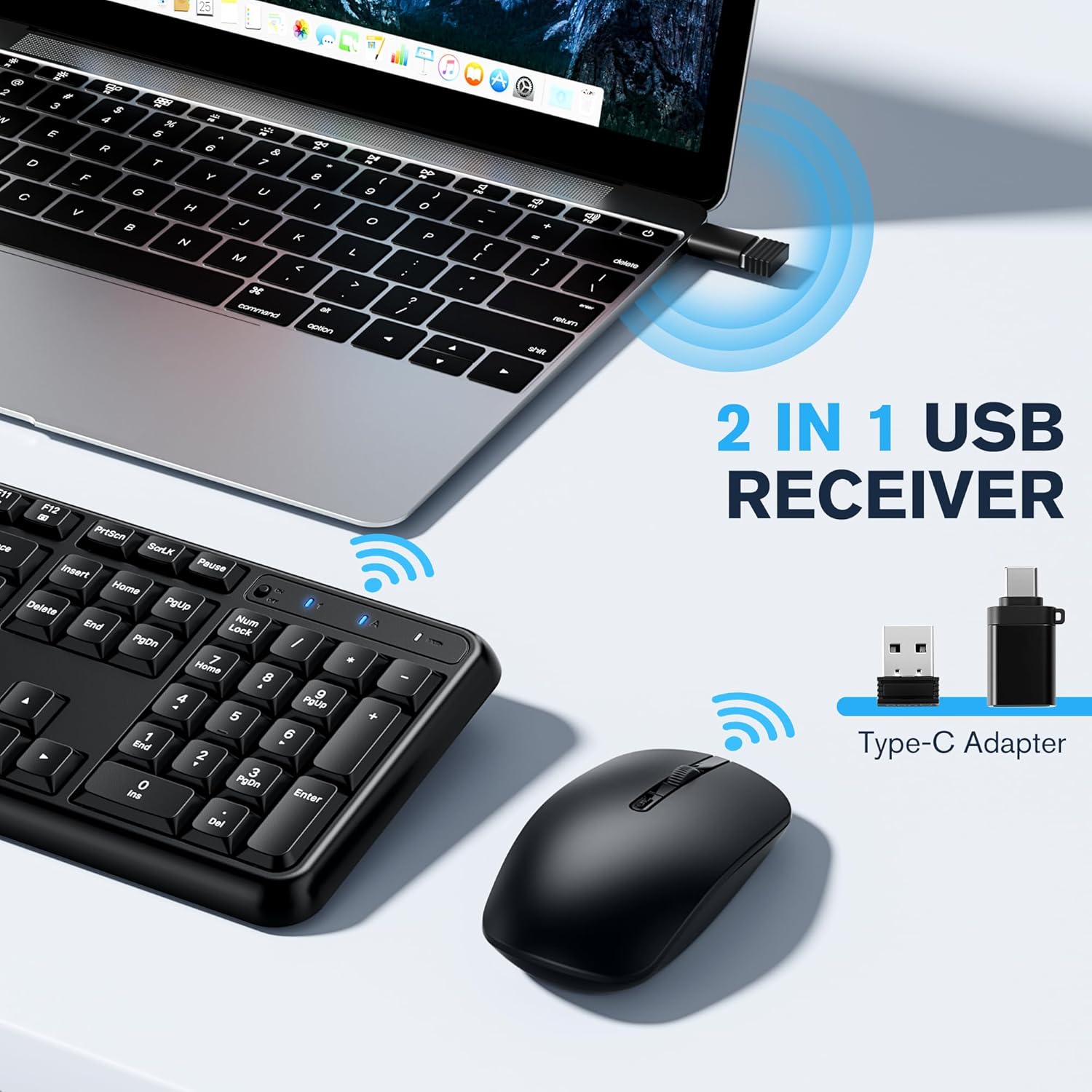 Detalle 1 de Hamile Wireless Keyboard and Mouse Combo, Full-Size