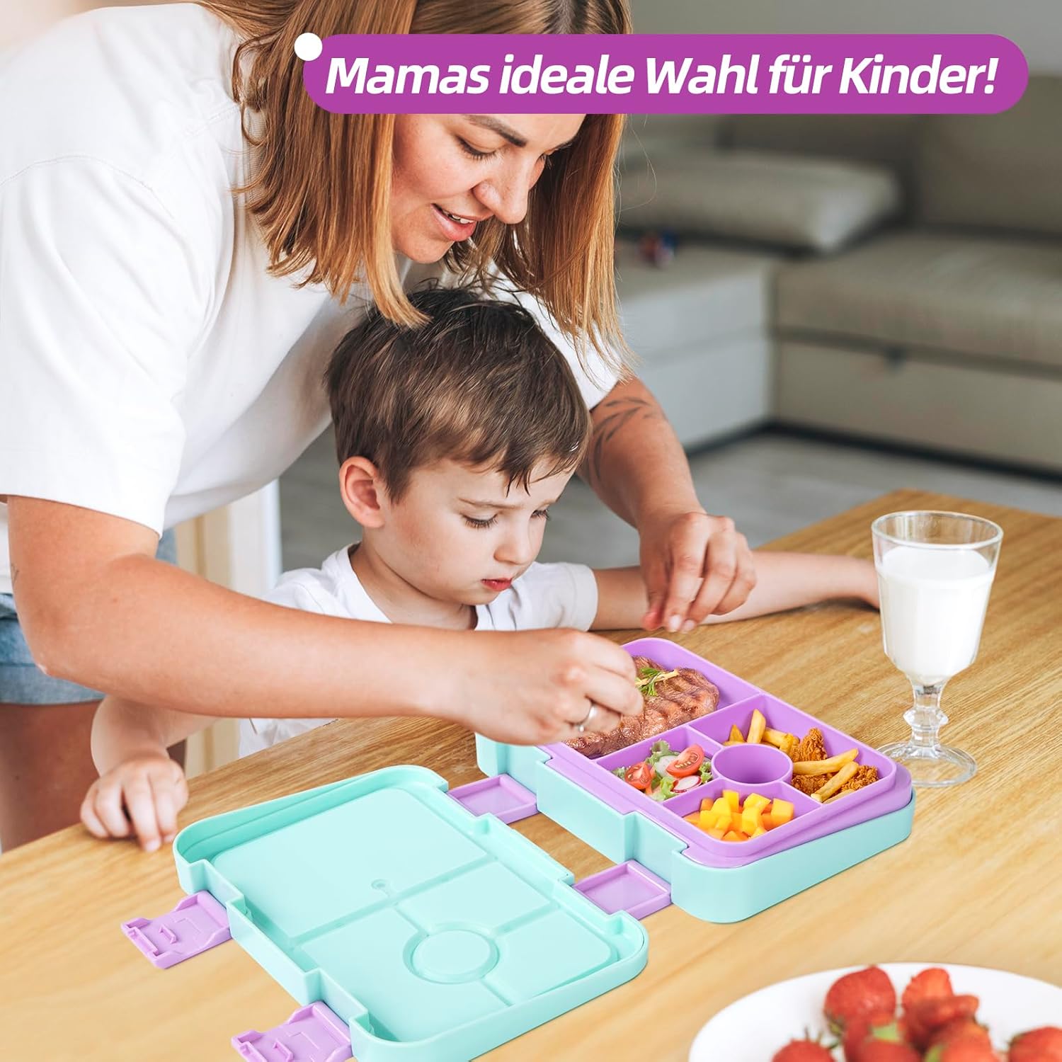 Thumbnail 6 de QCQHDU Kinder-Brotdose 810 ml mit 6 Fächern