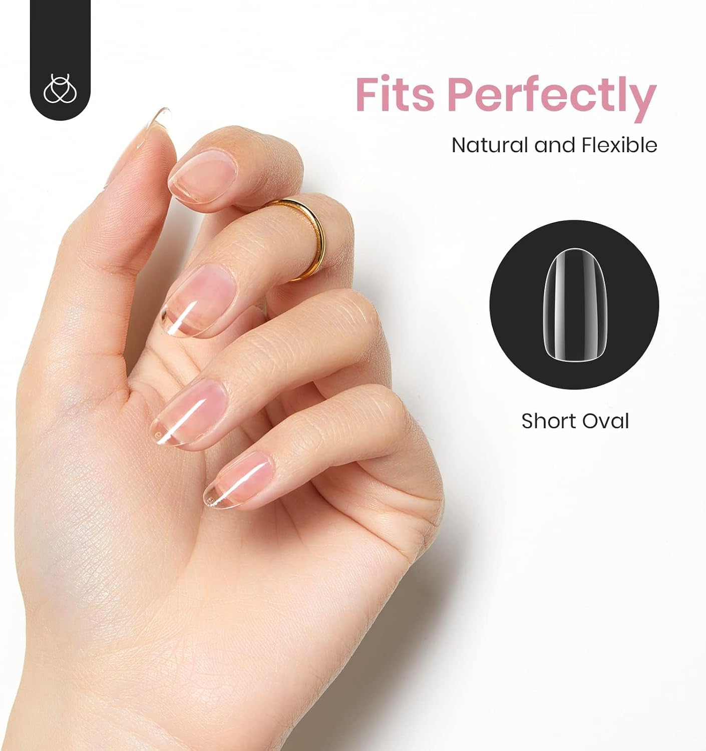 Detalle 2 de Beetles Short Oval Gel Nail Tips, 500 Clear Full-Cover Tips in 10 Sizes