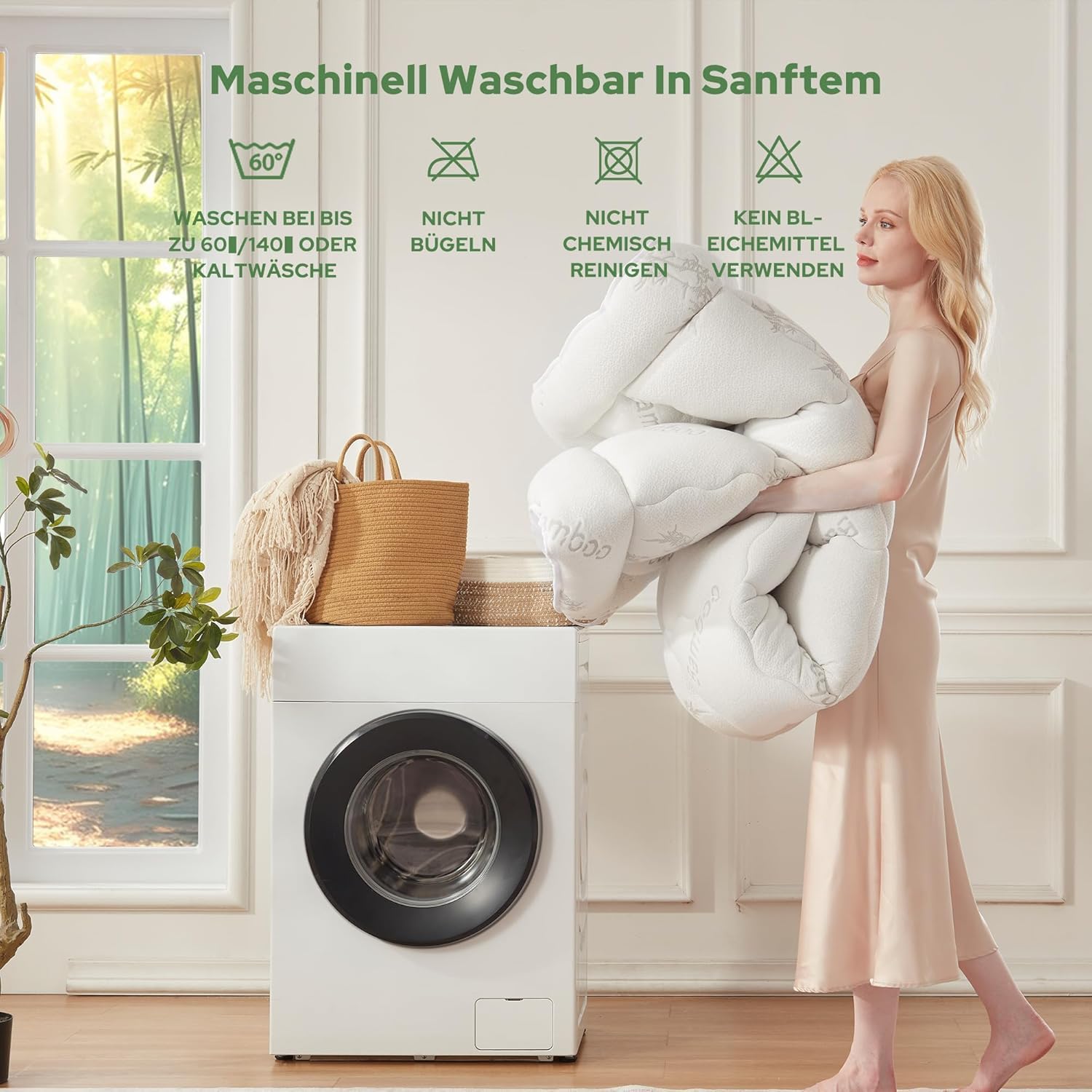 Thumbnail 6 de BEDLORE Matratzentopper 180 x 200 cm aus Bambusfaser-Viskose mit dehnbaren Taschen (bis 40 cm Matratzenhöhe)