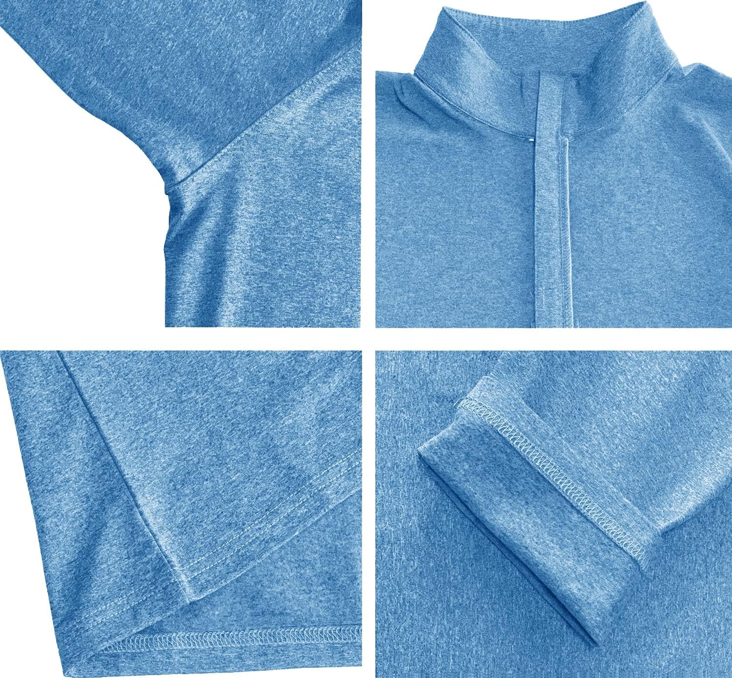 Detalle 2 de KEFITEVD Herren 1/4-Zip Fleece-Pullover mit Stretch und Kinnschutz – Langarm Funktionsshirt für Warm, Sport & Outdoor
