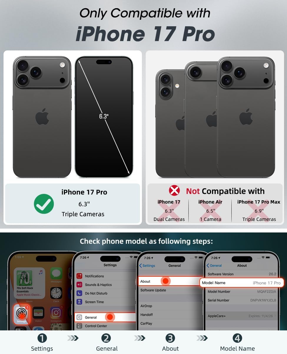 Thumbnail 1 de Ocase custodia portafoglio per iPhone 17 Pro 6,3" (2025) con laccetto, anti-RFID e supporto integrato, pelle PU litchi nero