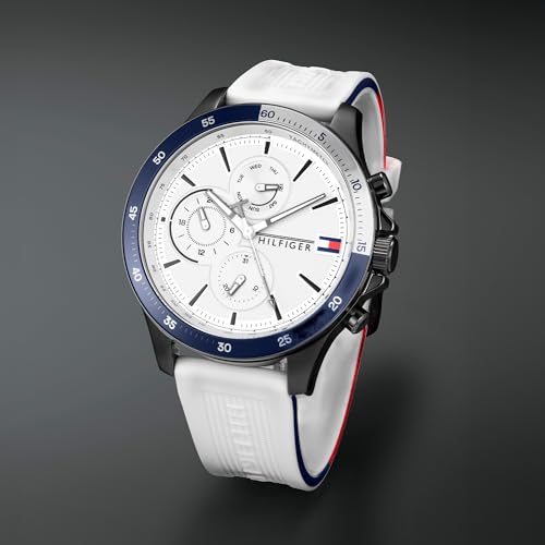 Detalle 2 de Tommy Hilfiger Analogue Multifunction Quartz Watch for Men (1791723) with White Silicone Bracelet