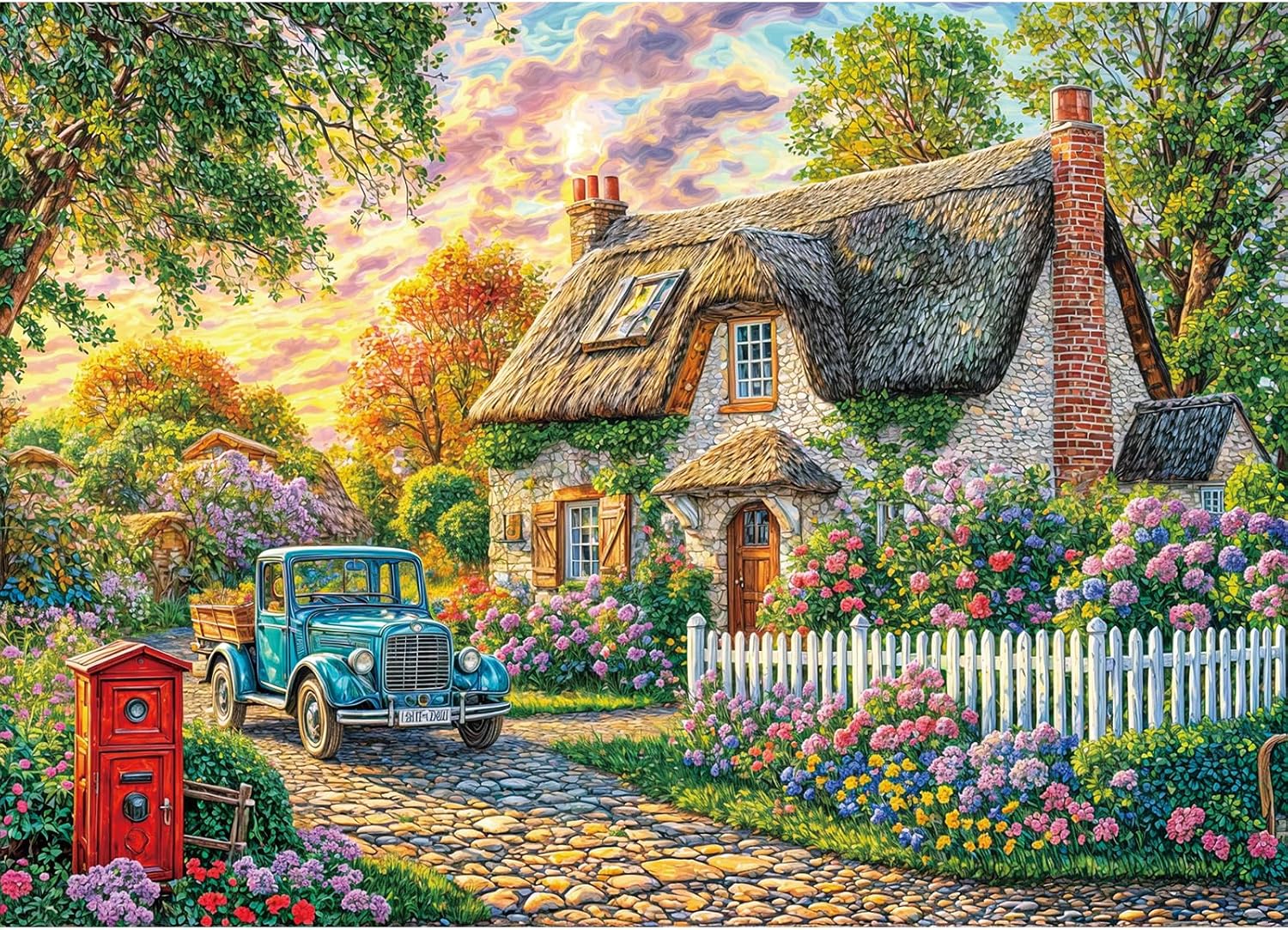Detalle de TangComplete Puzzle 1000 Teile – Farbintensive Blumen- und Zimmermotiv-Puzzles für Erwachsene und Kinder ab 14