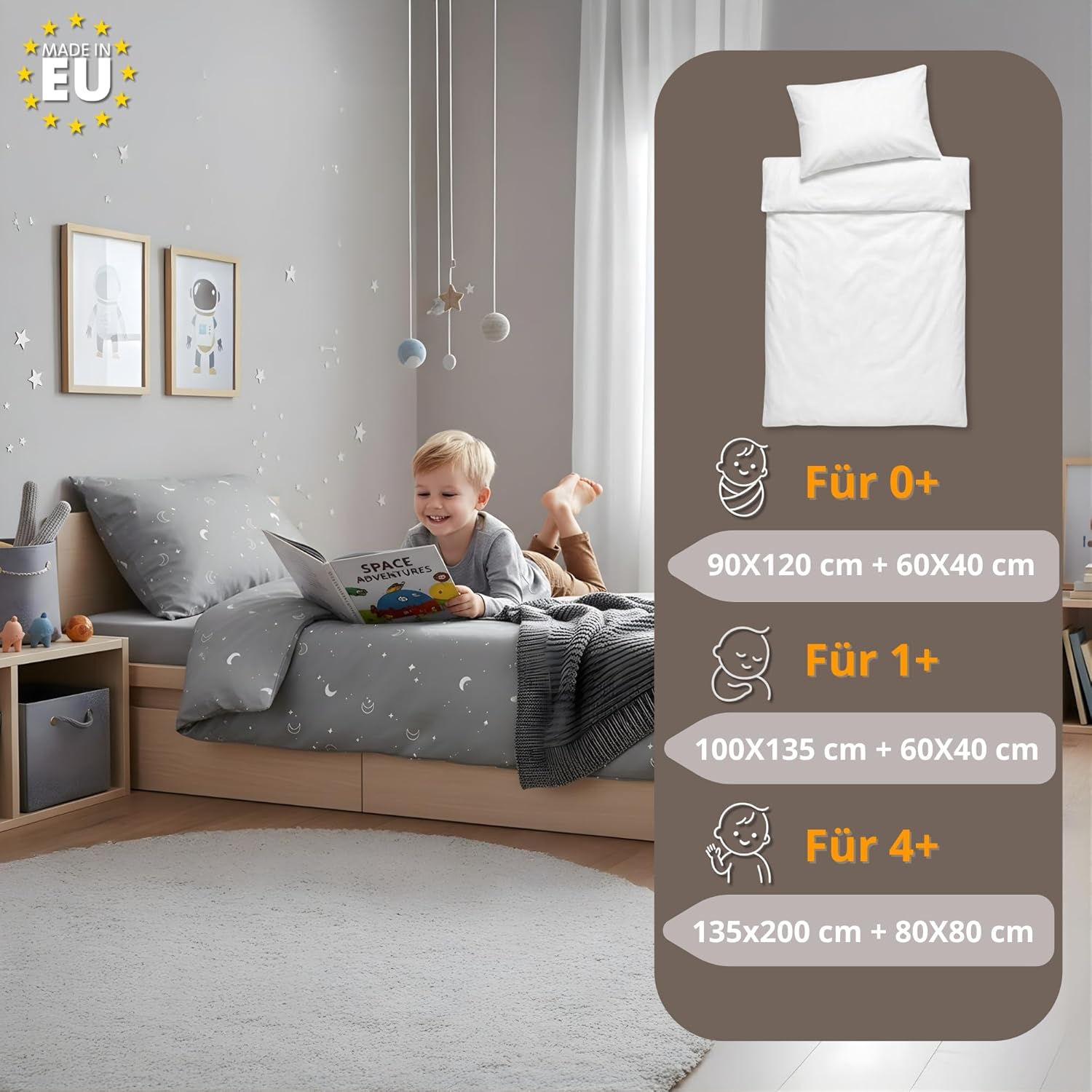 Thumbnail 3 de Totsy Baby Trapunta per bambino 90x120 in cotone + cuscino 40x60 cm – beige con stelle bianche, OEKO-TEX