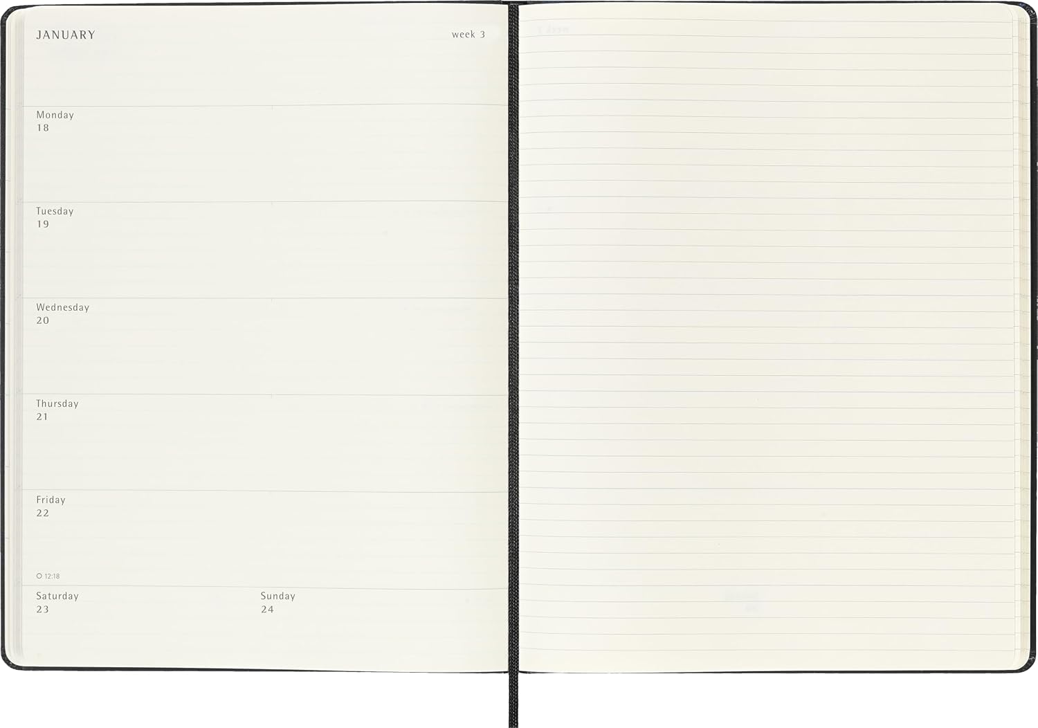 Detalle 2 de Moleskine DHB18WN4Y27 weekplanner 2026-2027, XL 19 x 25 cm, zwart