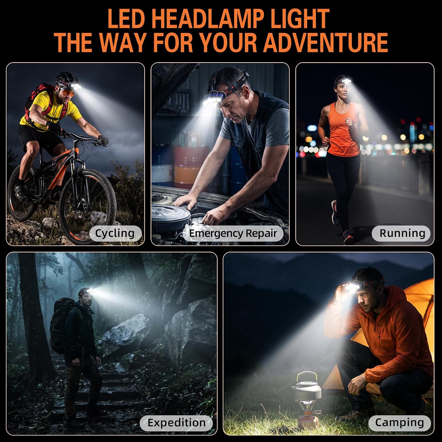 Thumbnail 6 de MIOISY TG-TD073 Rechargeable LED Headlamp 2-Pack, 8 Modes, IPX4