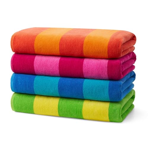 Thumbnail 1 de Kaufman Soft Oversized Beach Towels (4 Pack) – 29" x 58" Velour Striped Cotton Towels