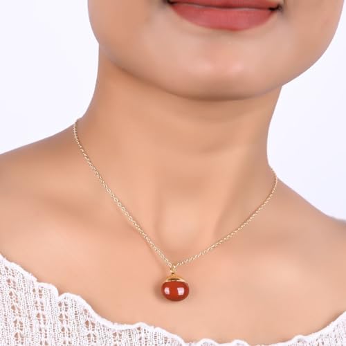 Detalle de Gempires Natural Red Jasper Crystal Pendant, Pear Drop Necklace