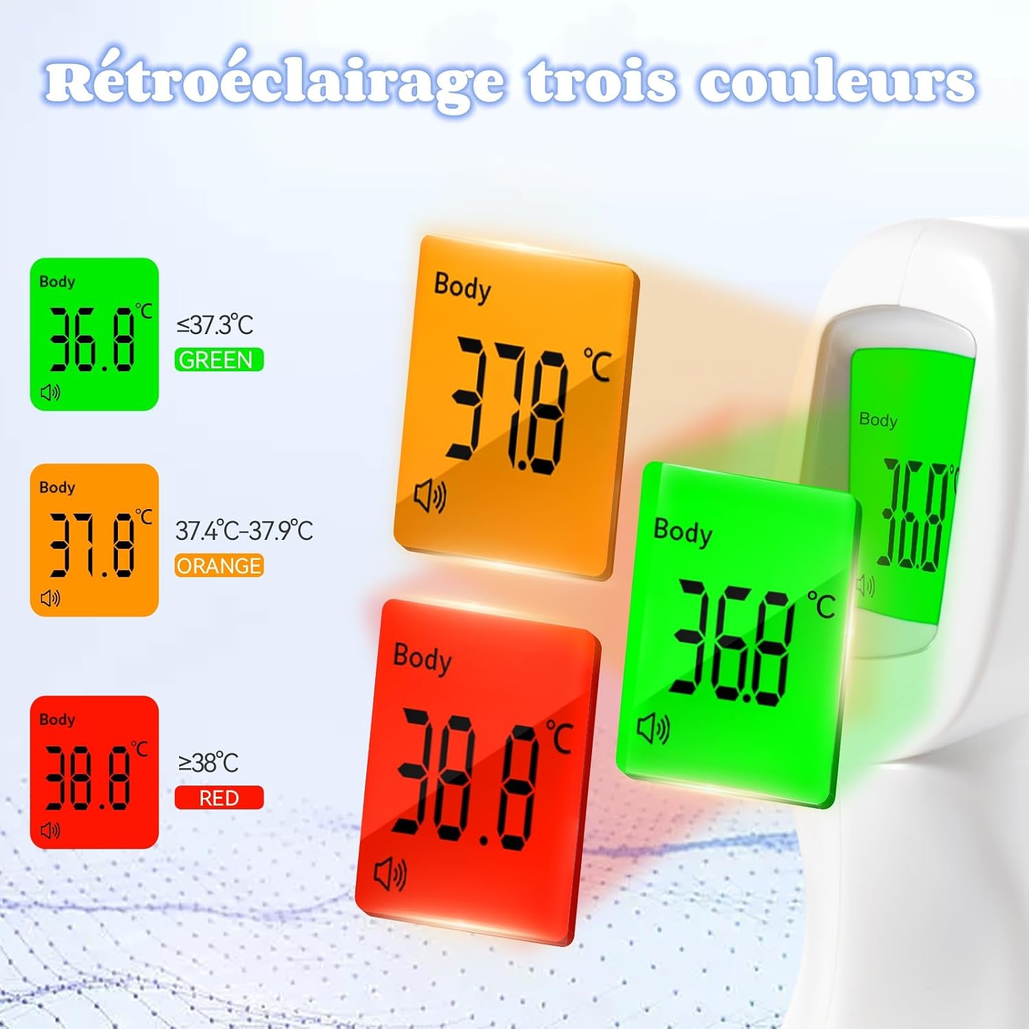 Detalle de Berrcom Kontaktloses Infrarot-Stirnthermometer: 3-in-1 Fieberthermometer für Babys, Kinder & Erwachsene