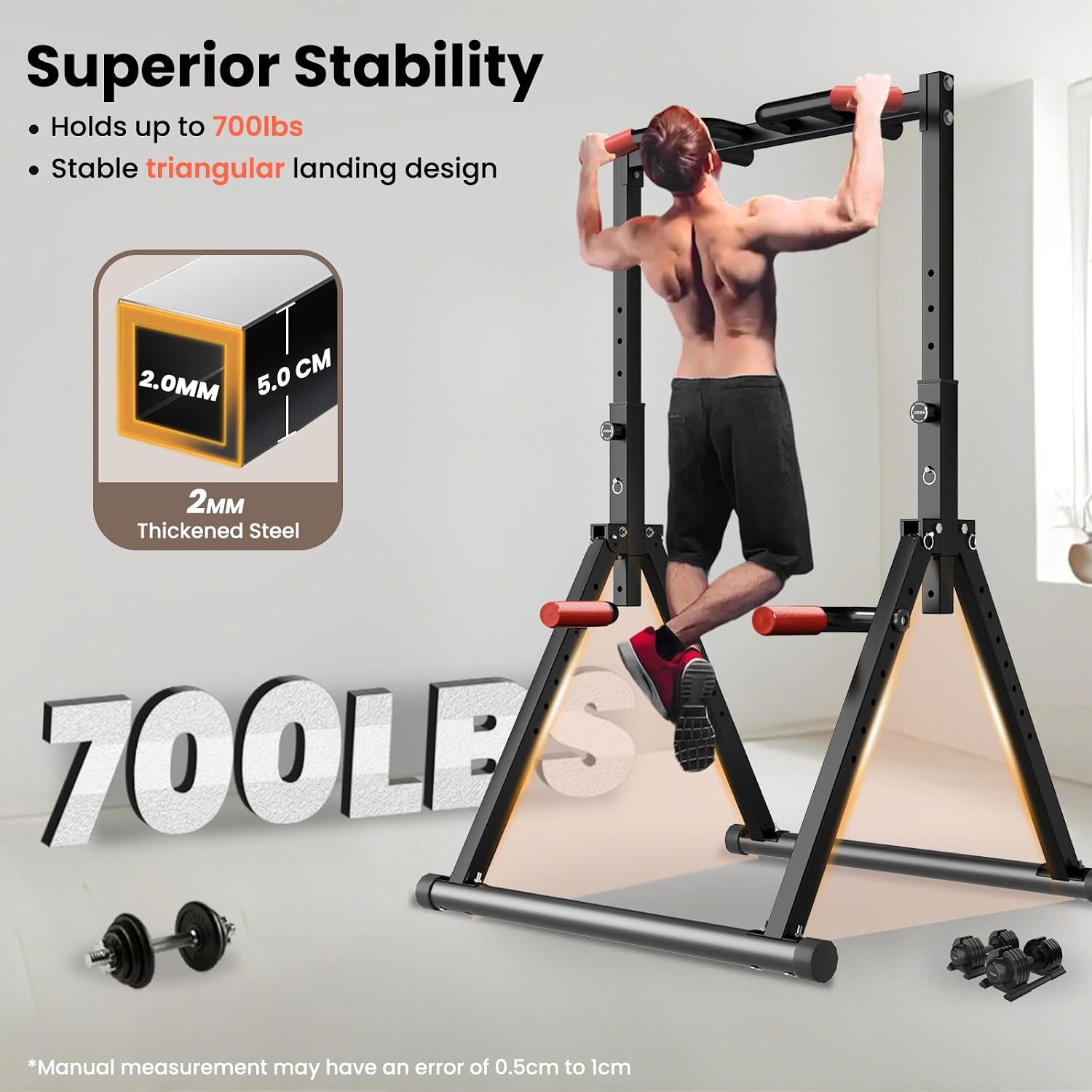 Detalle 2 de WATBKHE Foldable Power Tower for Pull-Ups and Dips, Adjustable Steel Frame