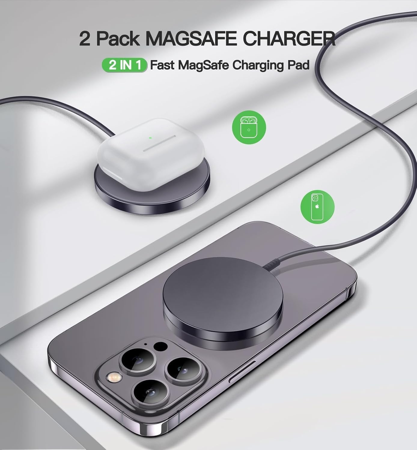 Thumbnail 2 de OANDYS MagSafe Charger 2 Pack: 15W Fast Magnetic Wireless Chargers for iPhone 17–12 Series and AirPods
