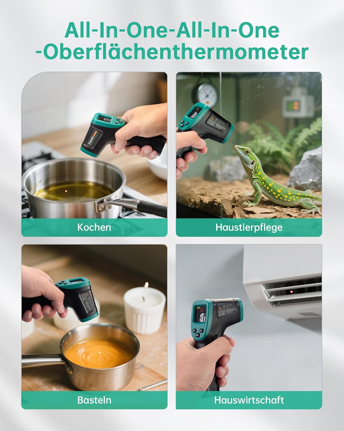 Detalle 2 de ERICKHILL Infrarot-Thermometer berührungslos -50 bis 800 °C mit LCD und einstellbarem Emissionsgrad