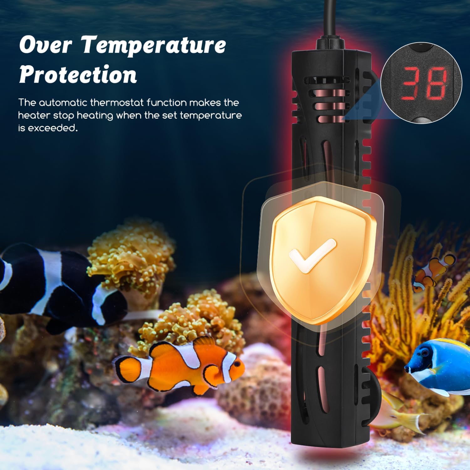 Thumbnail 3 de Nobleza riscaldatore sommergibile per acquario 30-100L da 100W con regolatore esterno 15-35°C