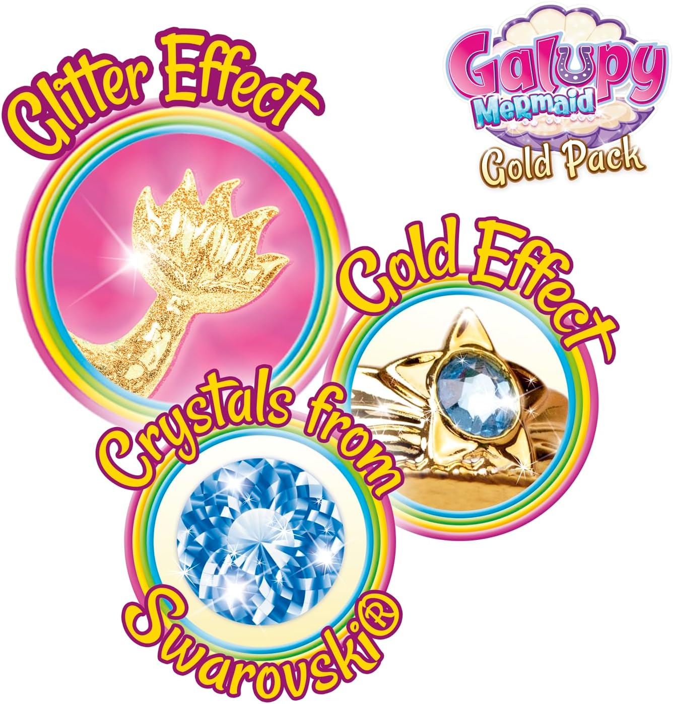 Thumbnail 5 de GALUPY Mermaid Gold Pack : pack de 3 figurines licorne mi-licorne mi-sirène avec cristal Swarovski