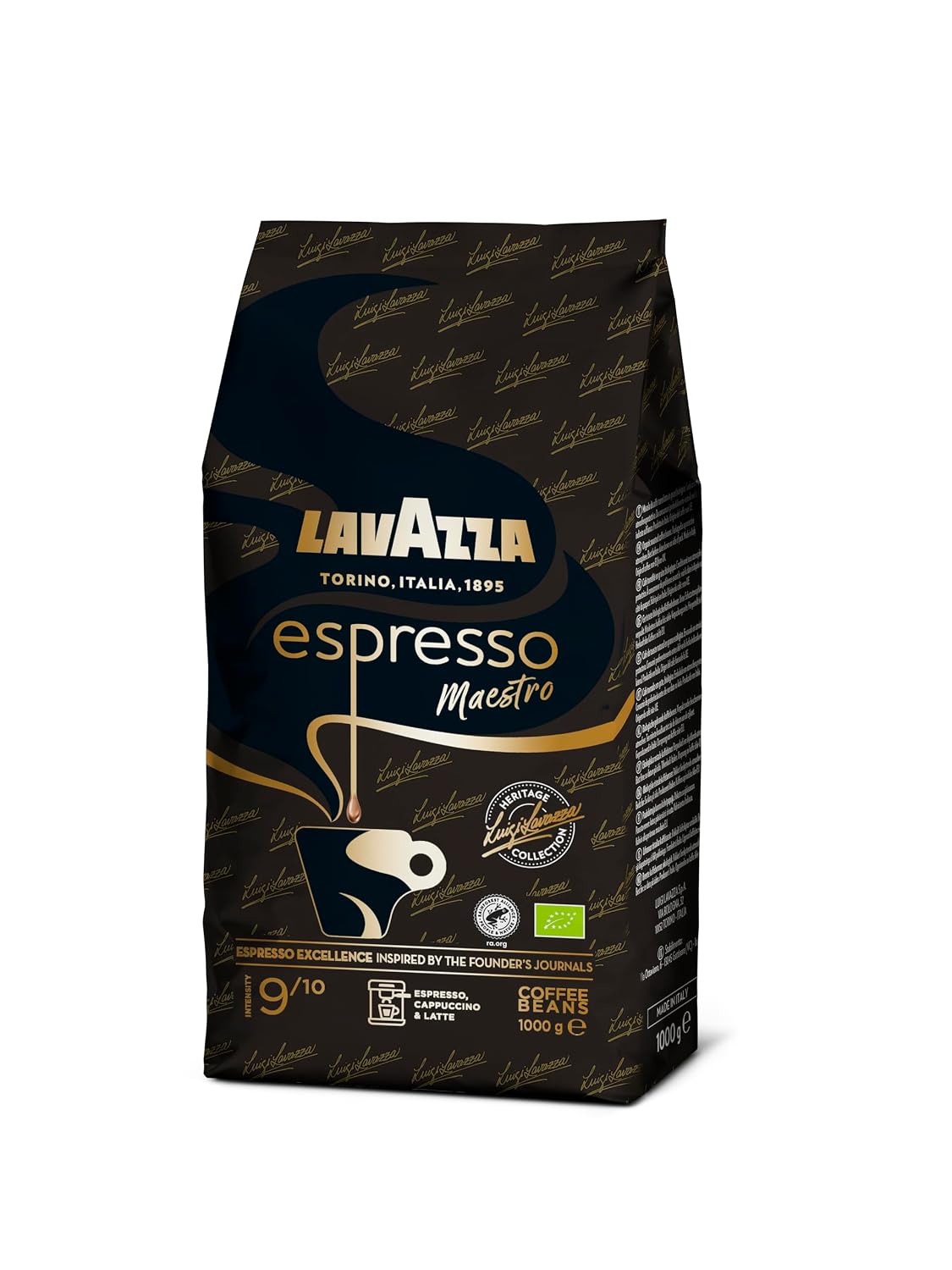 Detalle de Lavazza Espresso Maestro Kaffeebohnen – 1 kg Bio Arabica & Robusta, langsame, sanfte Röstung