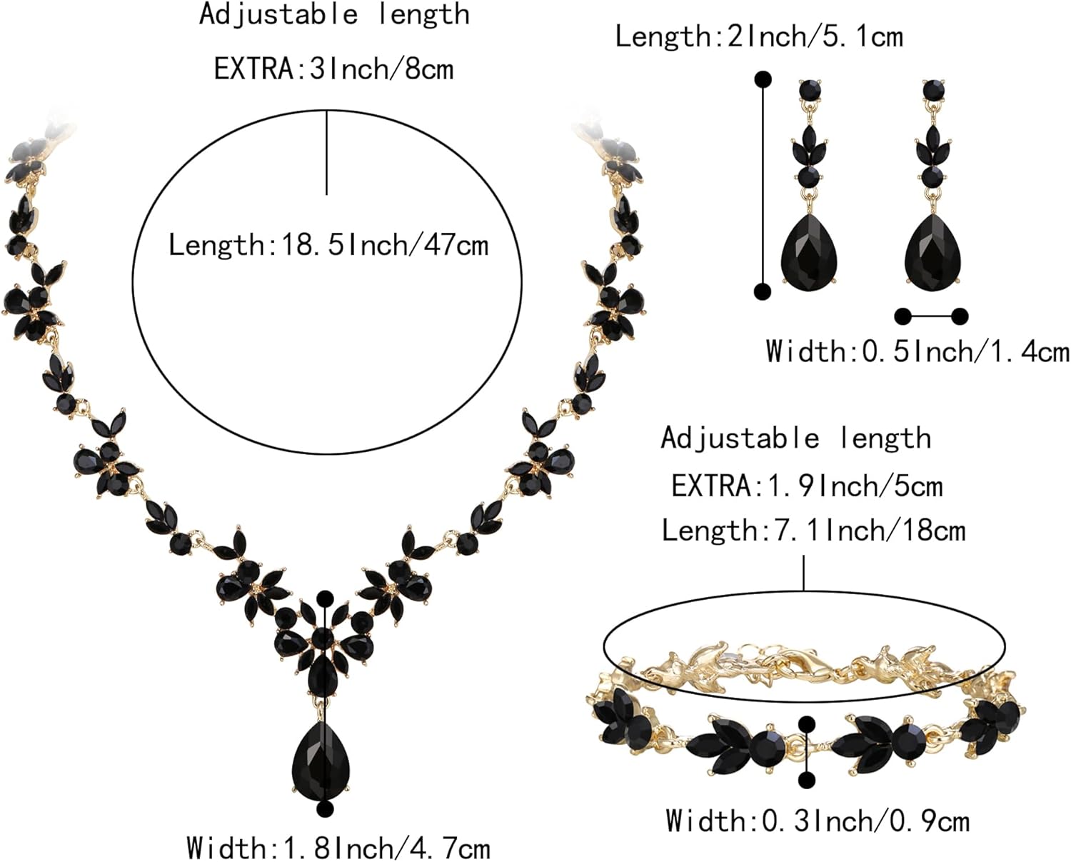 Thumbnail 4 de Parure de bijoux de mariage Clearine : collier en Y, bracelet tennis et boucles pendantes en cristal bleu