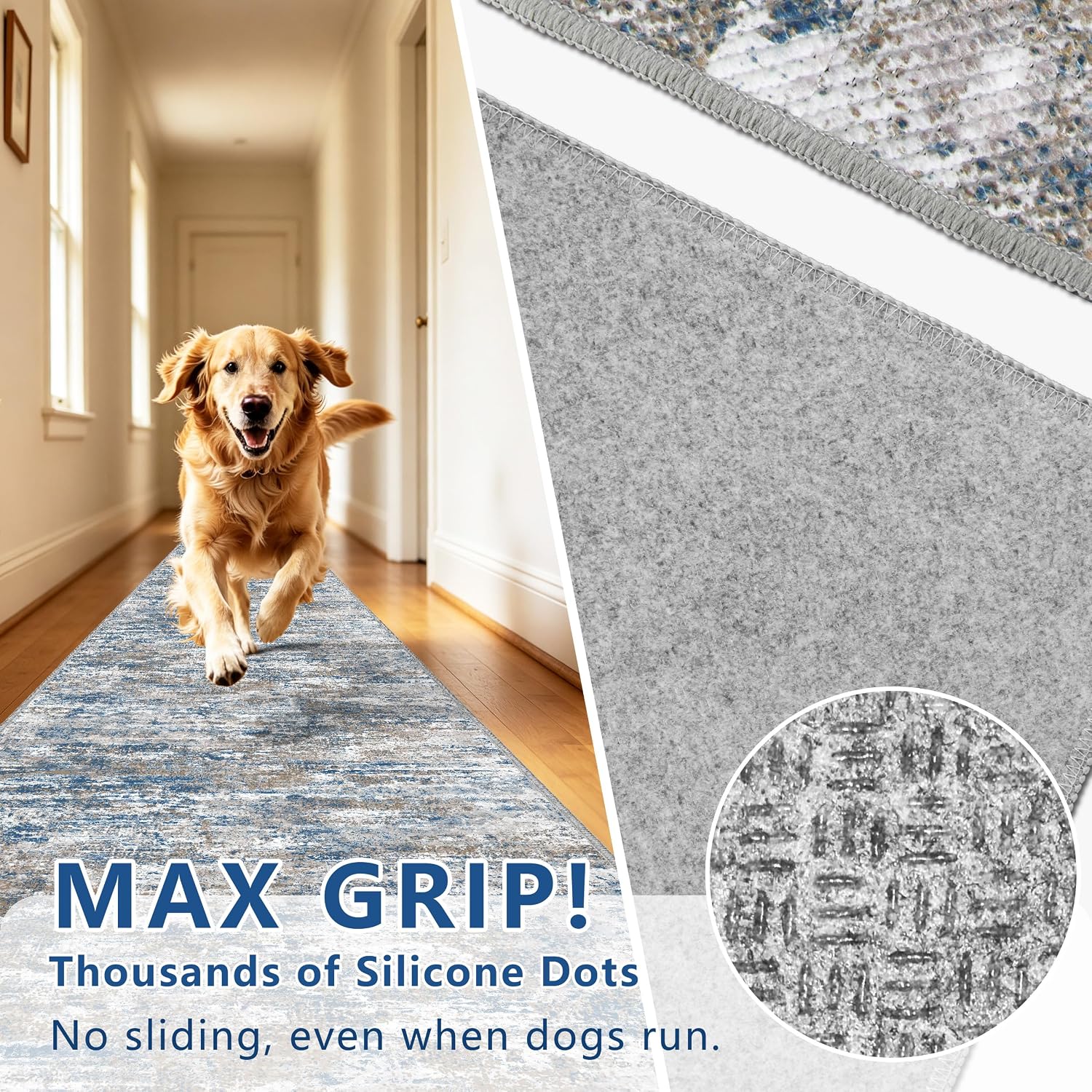 Detalle de TTelephant 2.6 x 14 ft Washable Hallway Runner Rug with Silicone Backing
