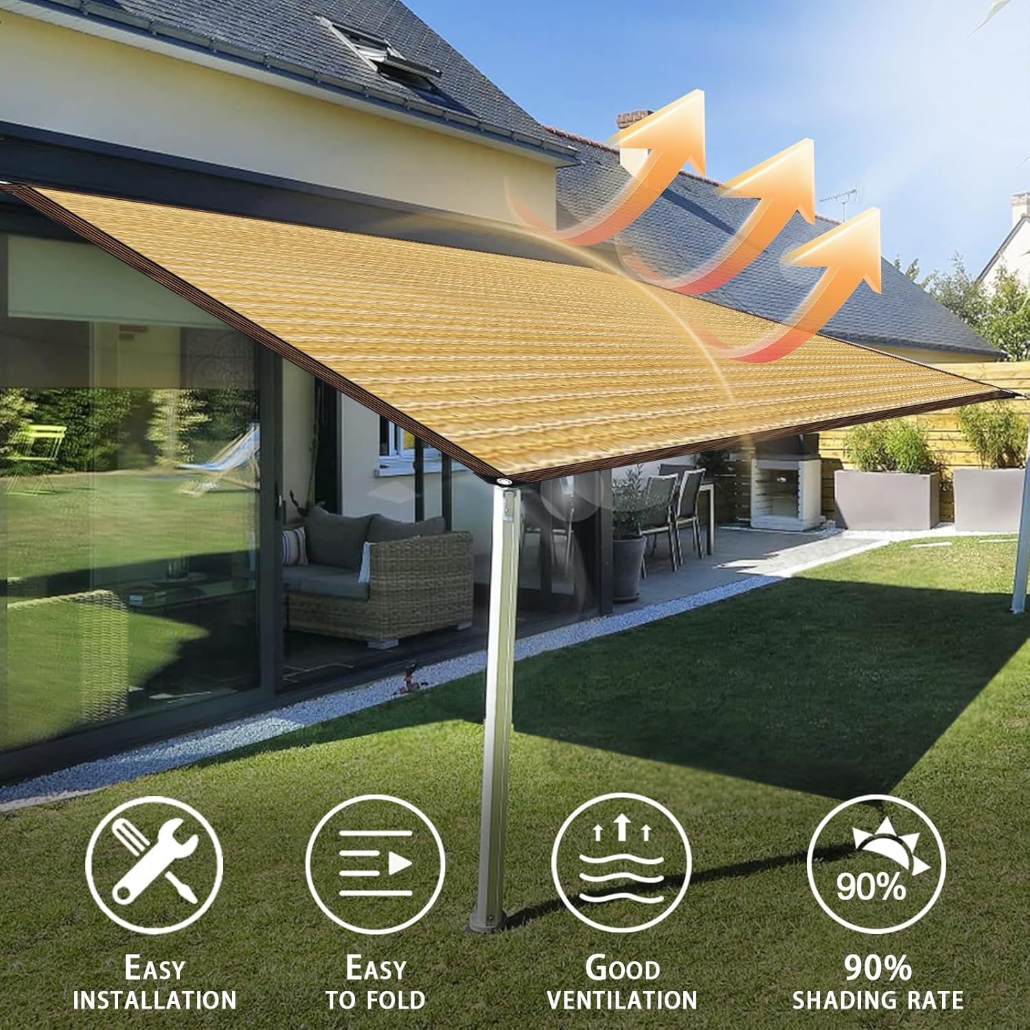 Detalle 2 de ZOZIJIU voile d’ombrage rectangulaire UV 90 %