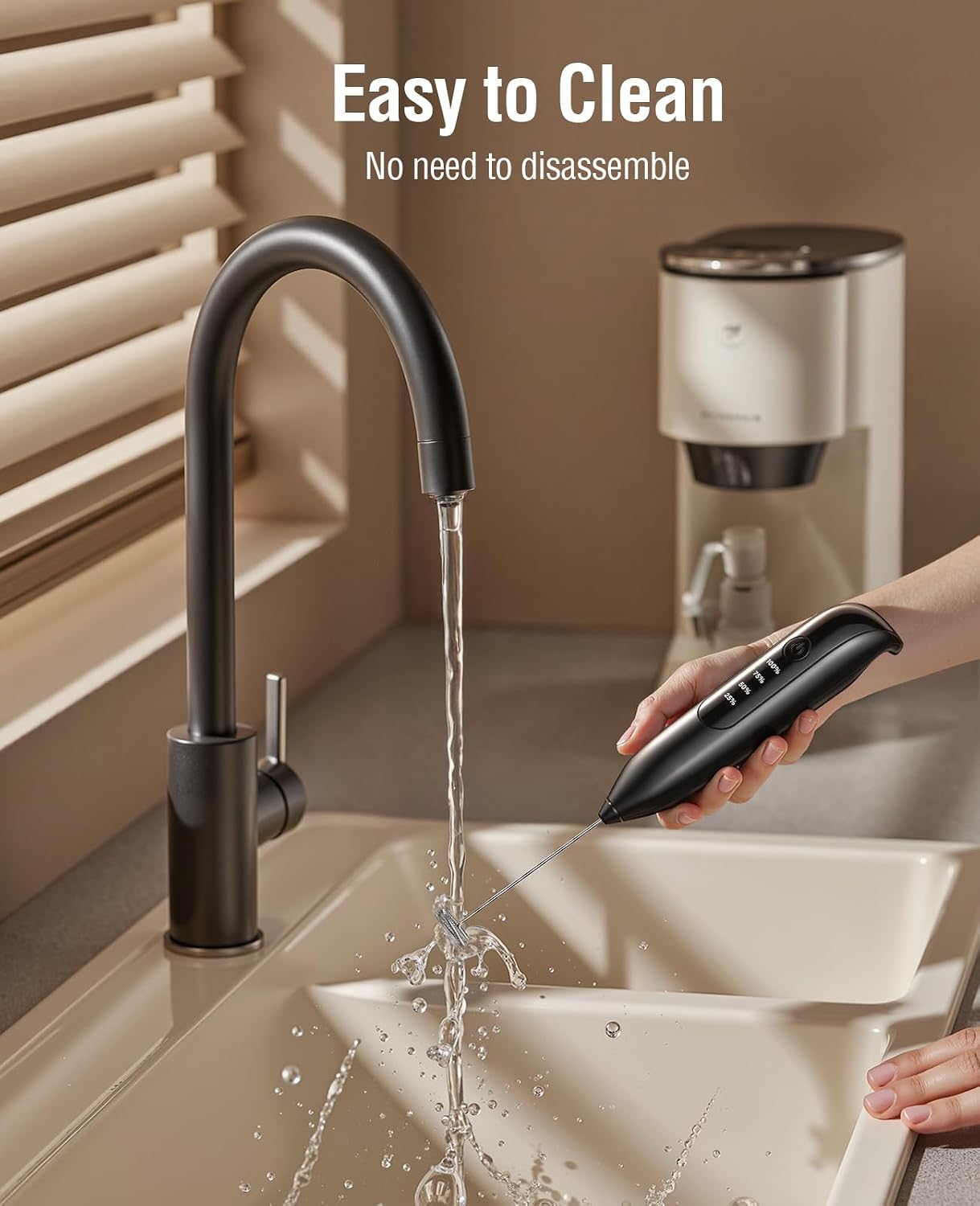Thumbnail 6 de Electric Milk Frother Handheld: 3-in-1, LED Display, Wireless Charging