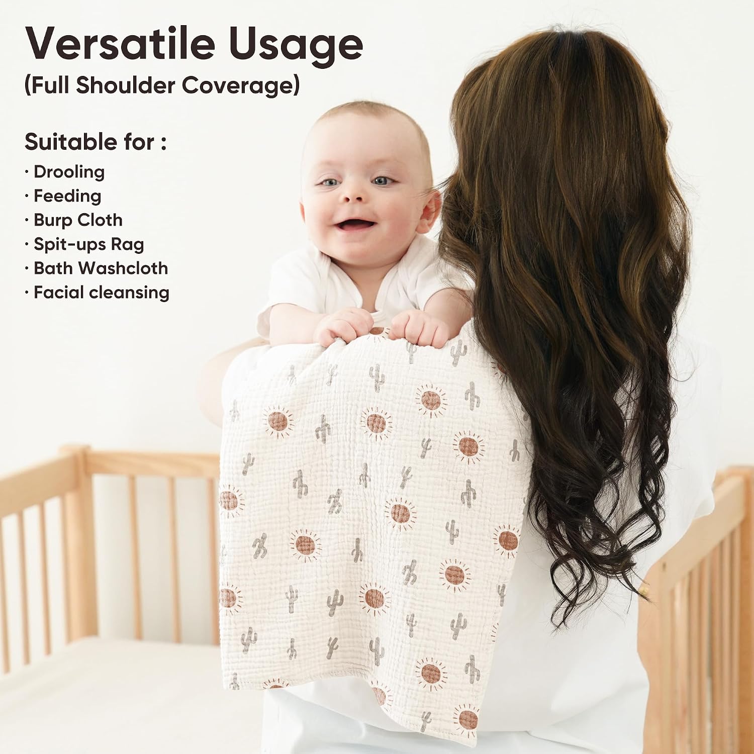 Thumbnail 1 de bearmoss Muslin Squares Cotton Baby Burp Cloths & Washcloths 60x60cm (4 Pack) – Sunshine