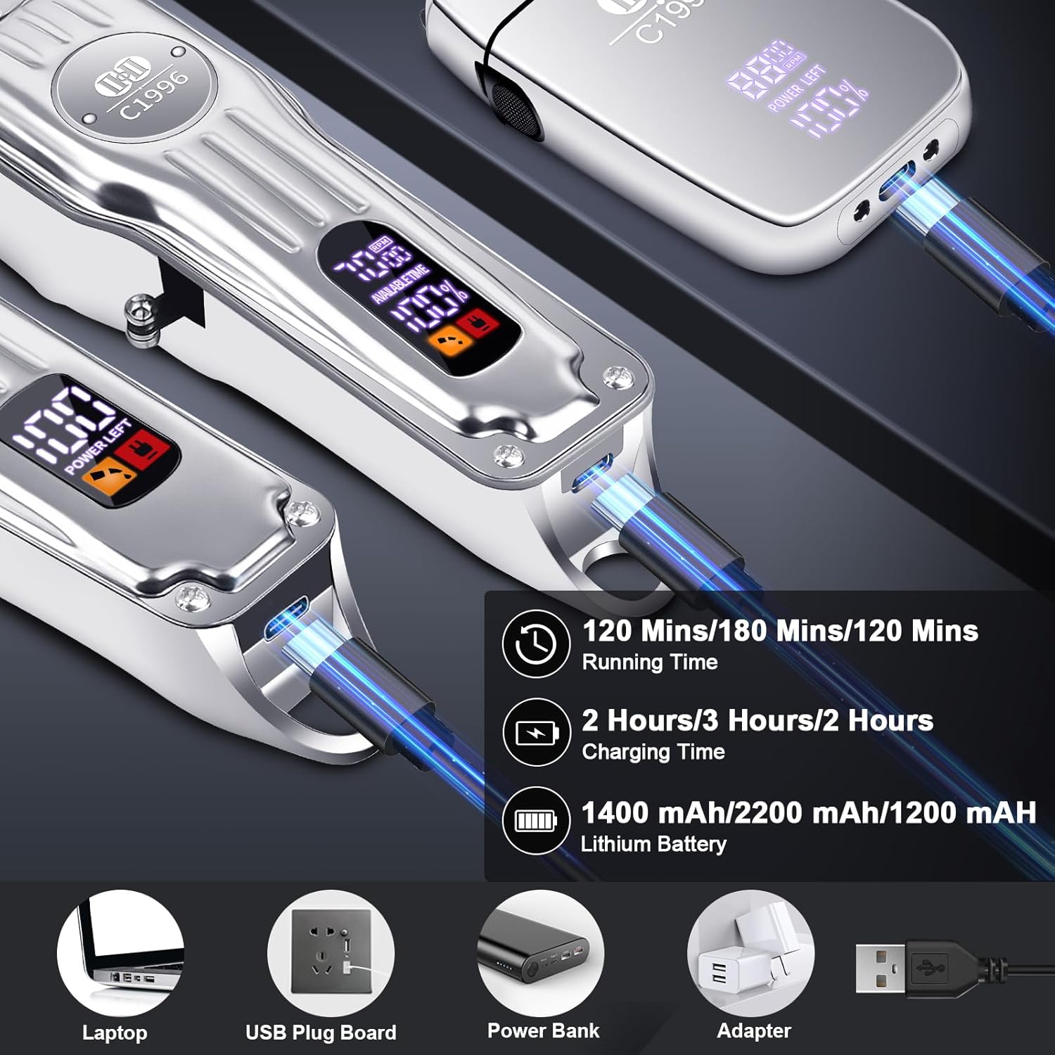 Detalle 2 de CIICII Mens Hair Clippers and Trimmers Set for Home Salon 🧔