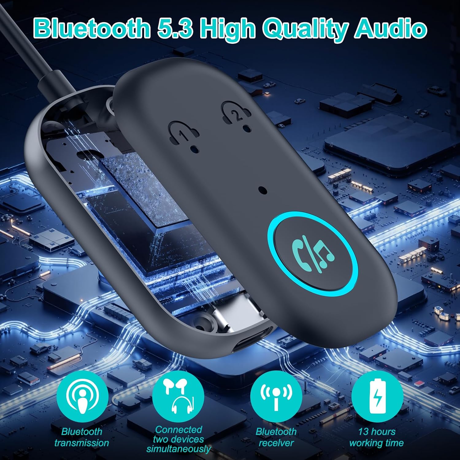 Thumbnail 2 de Bluetooth 5.3 Transmitter Receiver 2‑in‑1