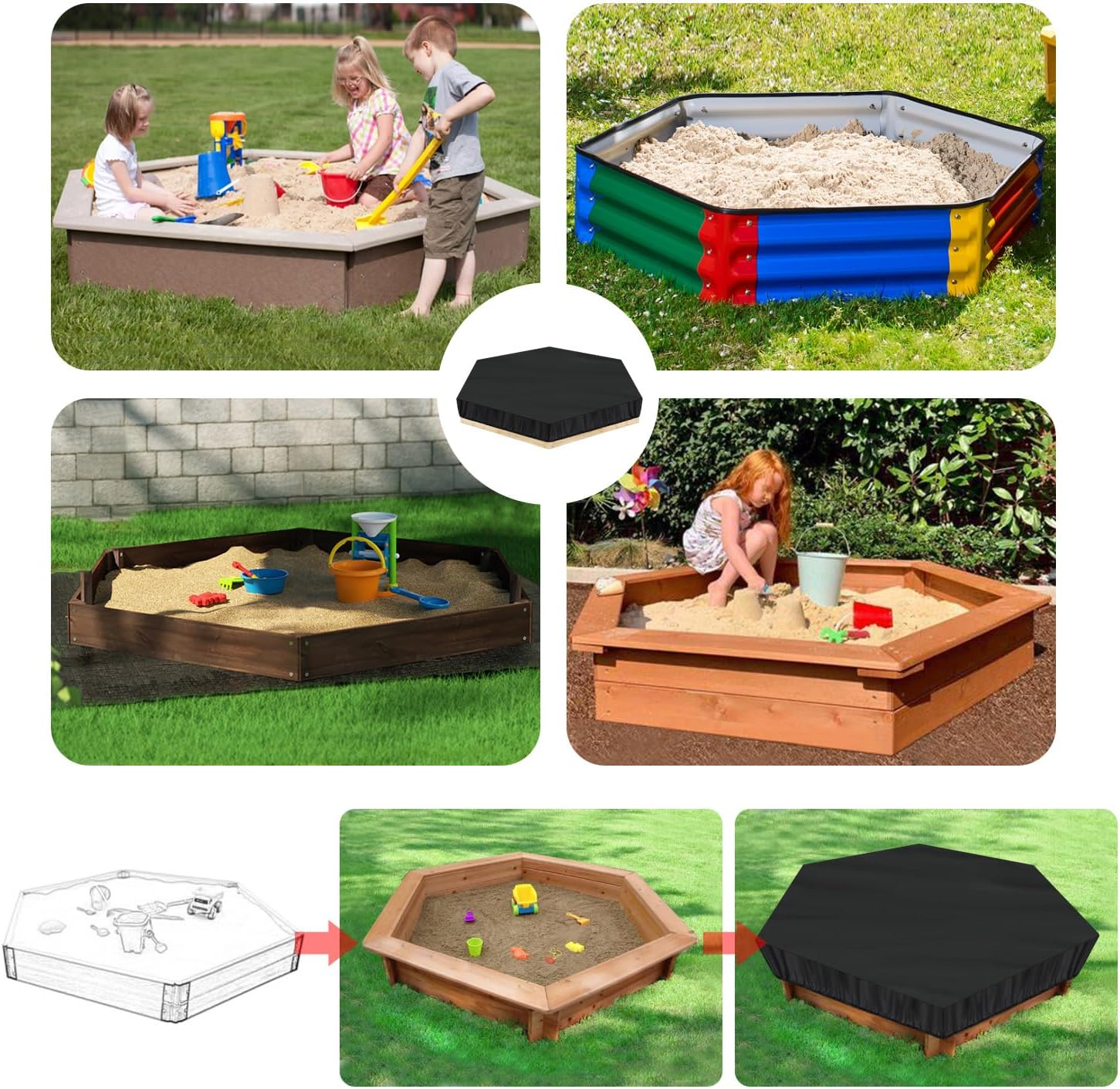Thumbnail 6 de LAMUNI Sandkasten Abdeckplane 180×150×20 cm Wasserdicht