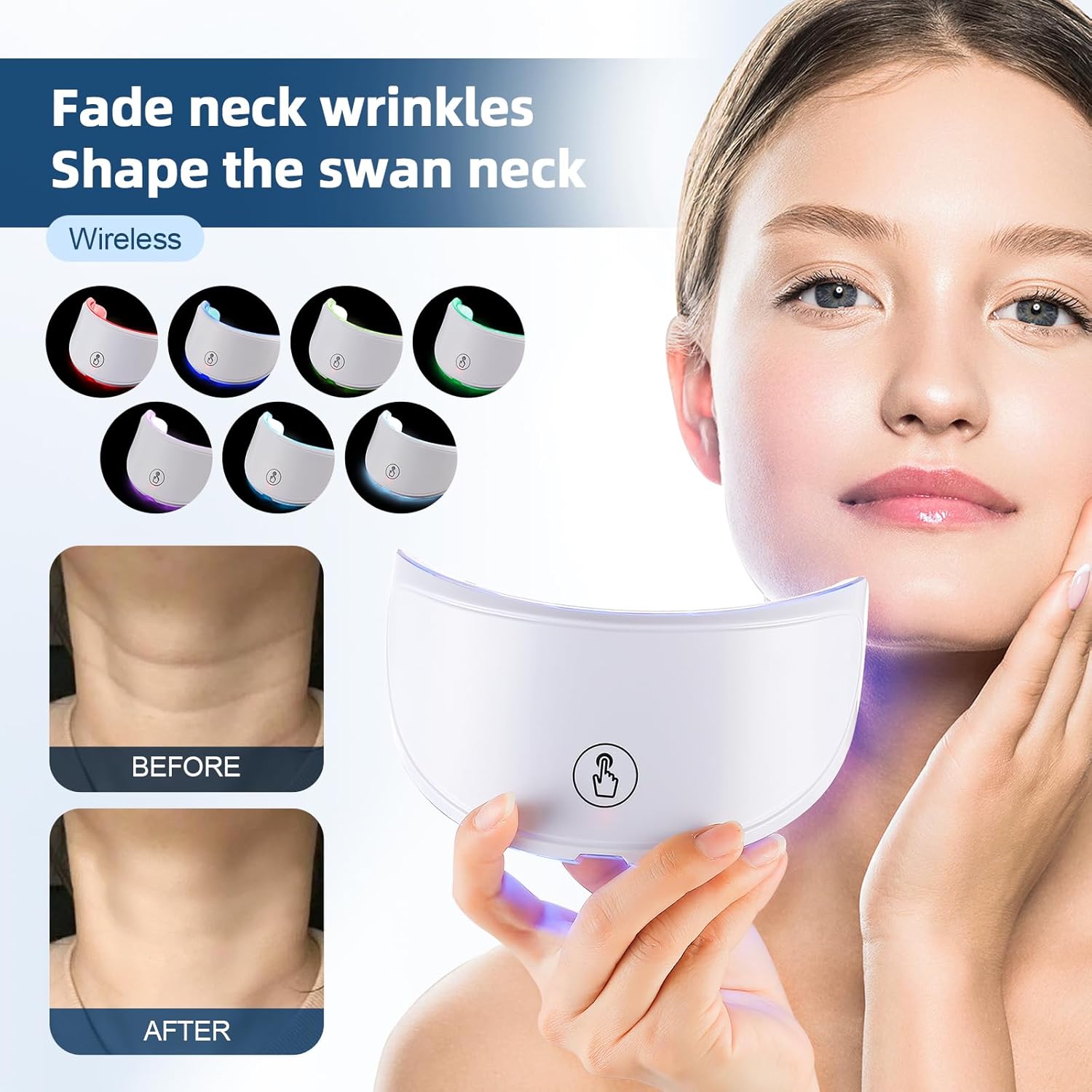 Detalle de Cordless Beauty Neck Mask with 7-Color LED (LED Neck Mask) for Firming and Wrinkles