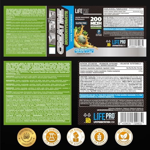 Thumbnail 7 de Life Pro Creatina Monohidratada 200 Mesh Micronizada – 500 g (Melón)